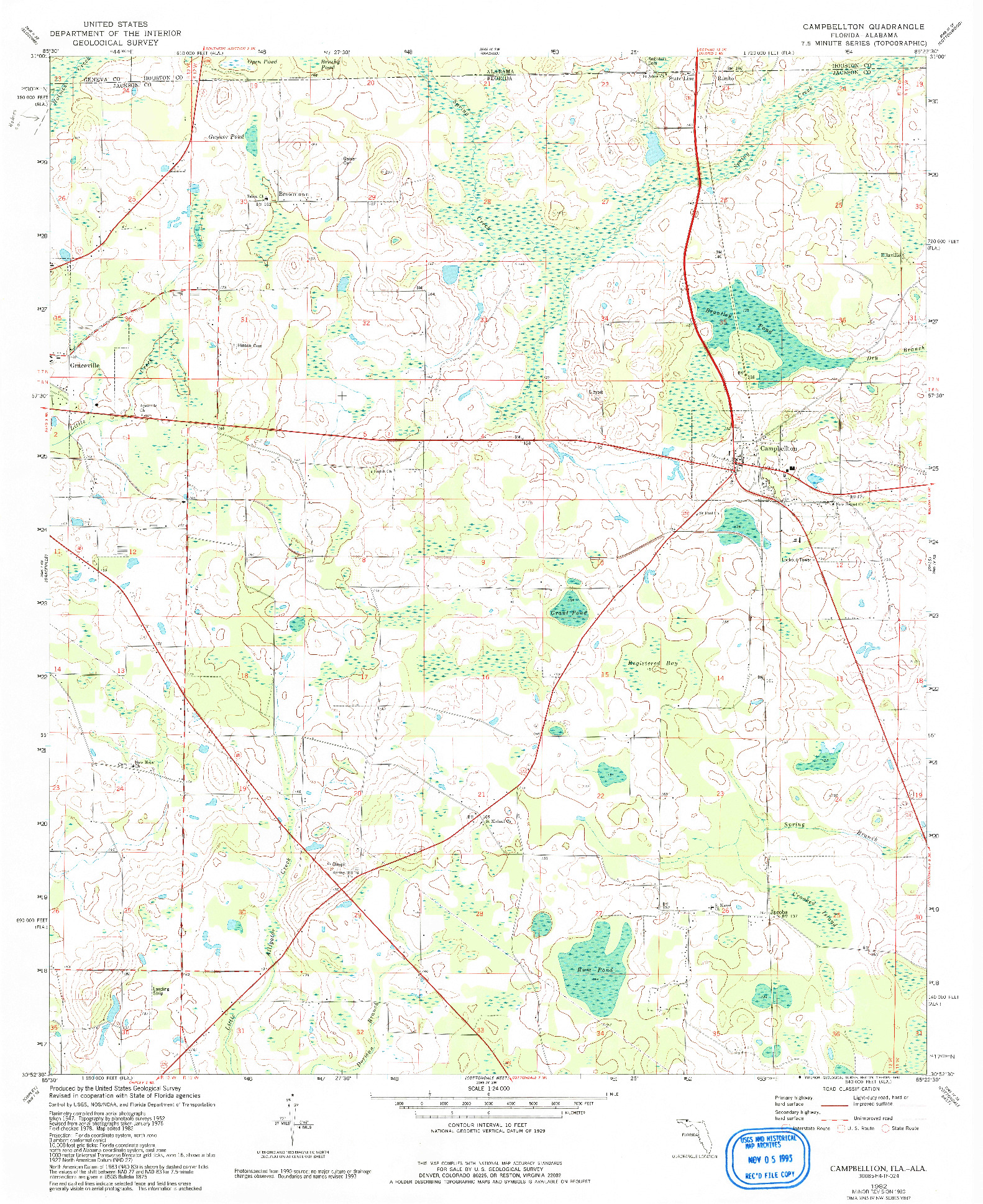 USGS 1:24000-SCALE QUADRANGLE FOR CAMPBELLTON, FL 1982