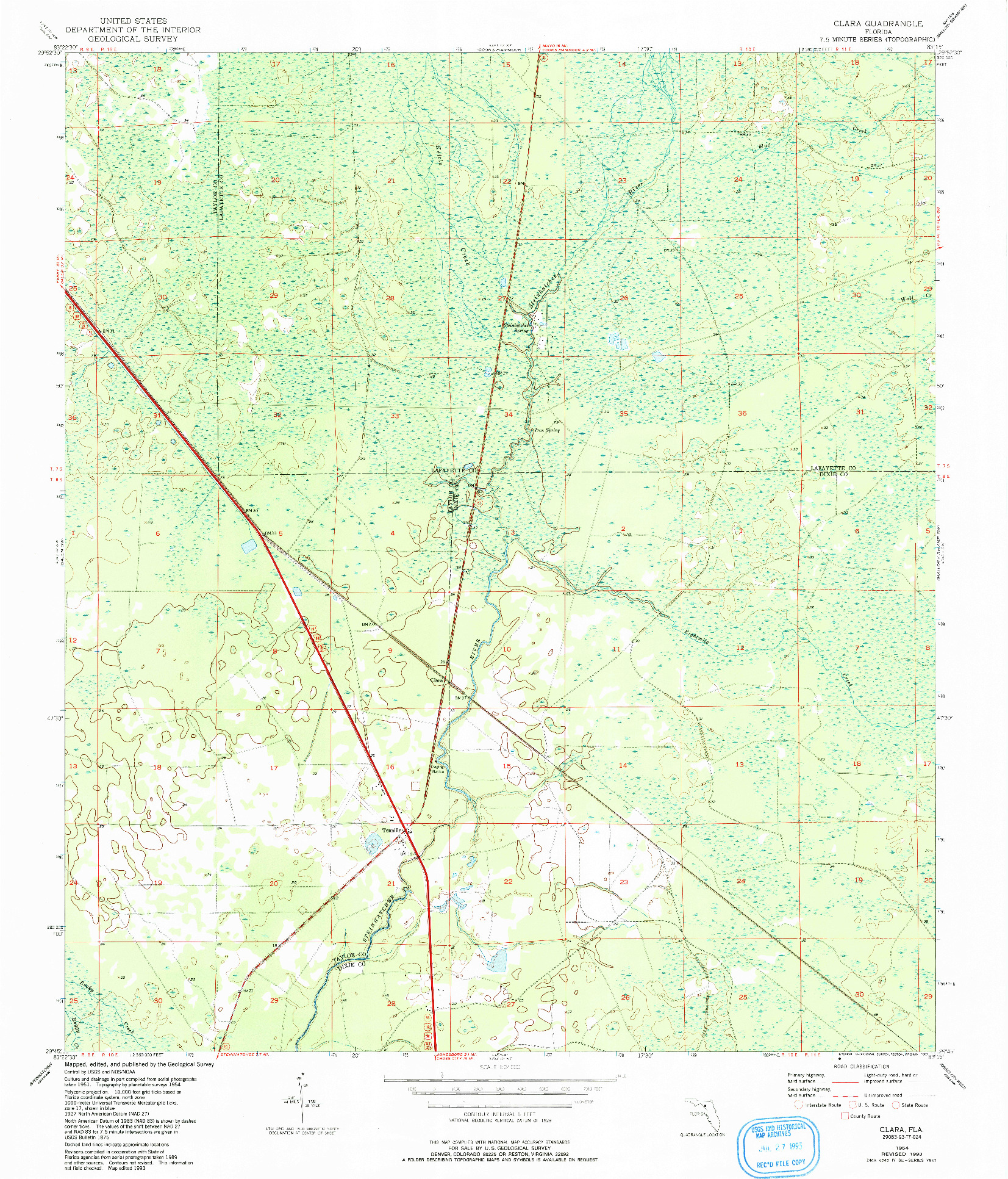 USGS 1:24000-SCALE QUADRANGLE FOR CLARA, FL 1954