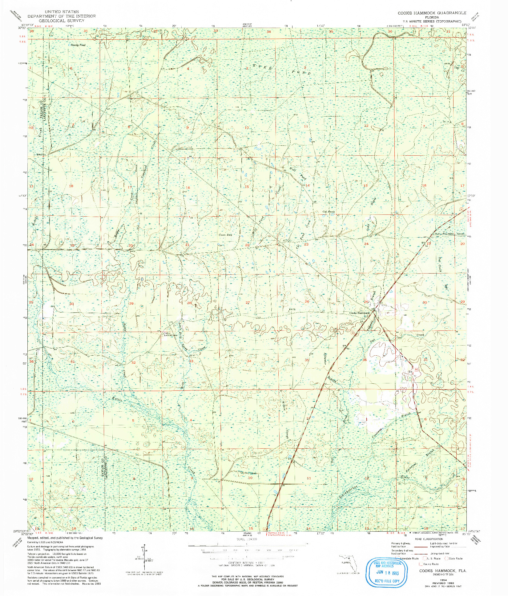 USGS 1:24000-SCALE QUADRANGLE FOR COOKS HAMMOCK, FL 1954