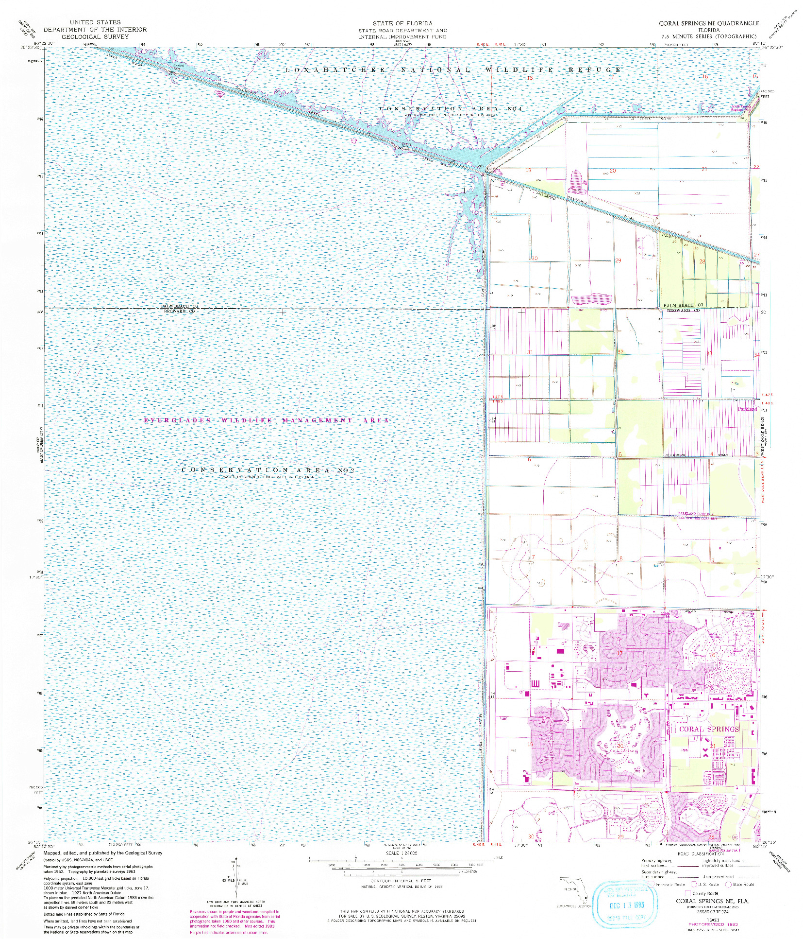 USGS 1:24000-SCALE QUADRANGLE FOR CORAL SPRINGS NE, FL 1963