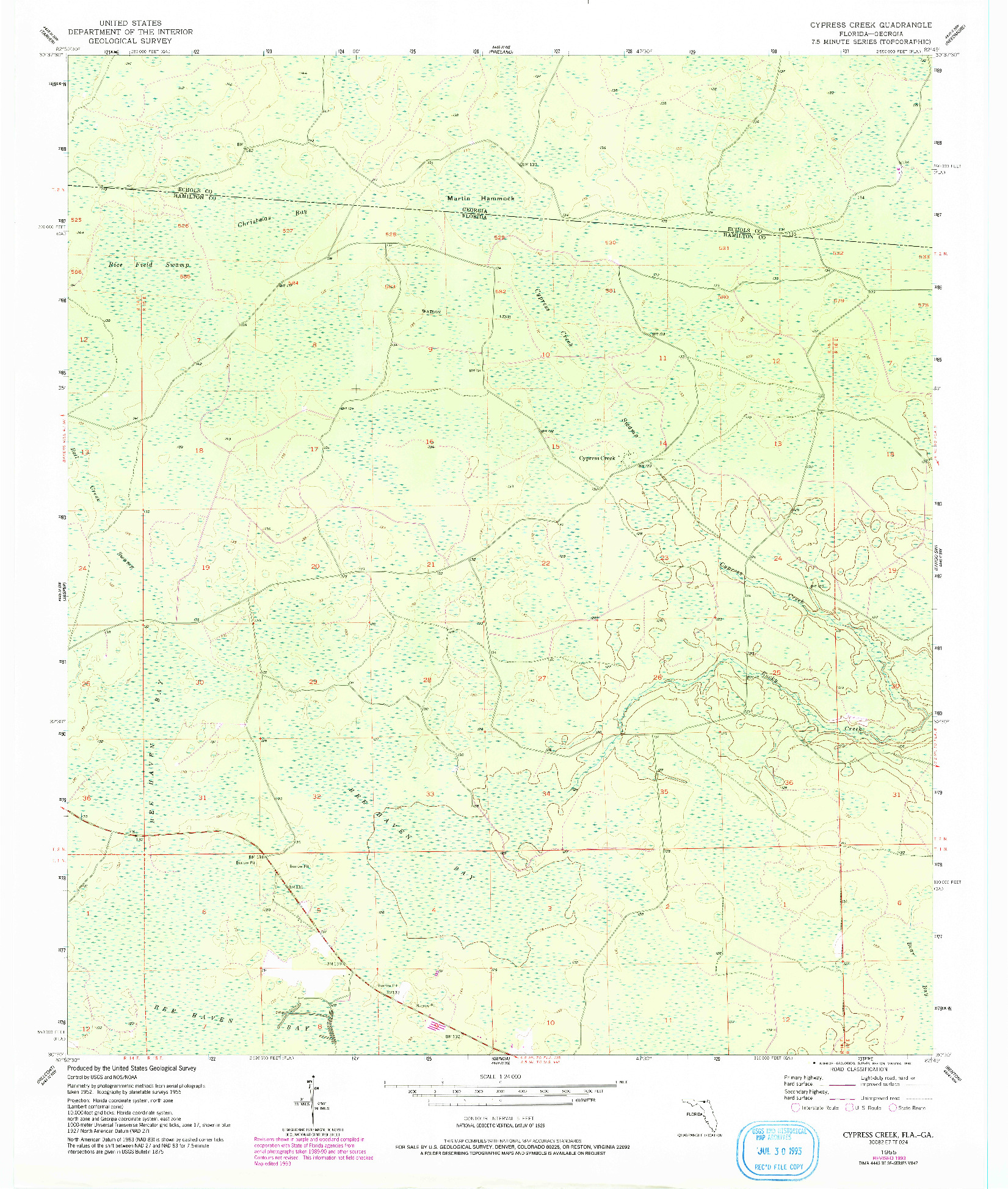 USGS 1:24000-SCALE QUADRANGLE FOR CYPRESS CREEK, FL 1955