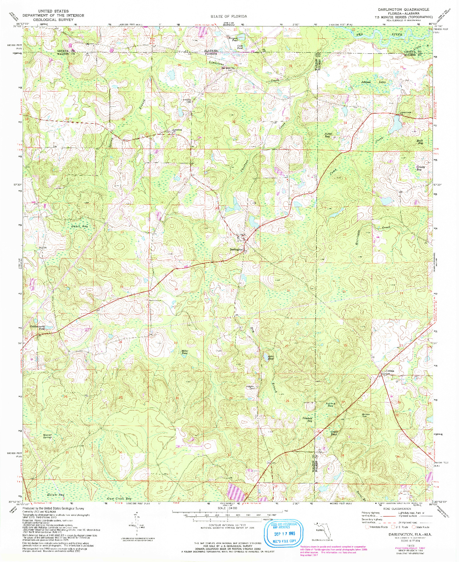 USGS 1:24000-SCALE QUADRANGLE FOR DARLINGTON, FL 1987