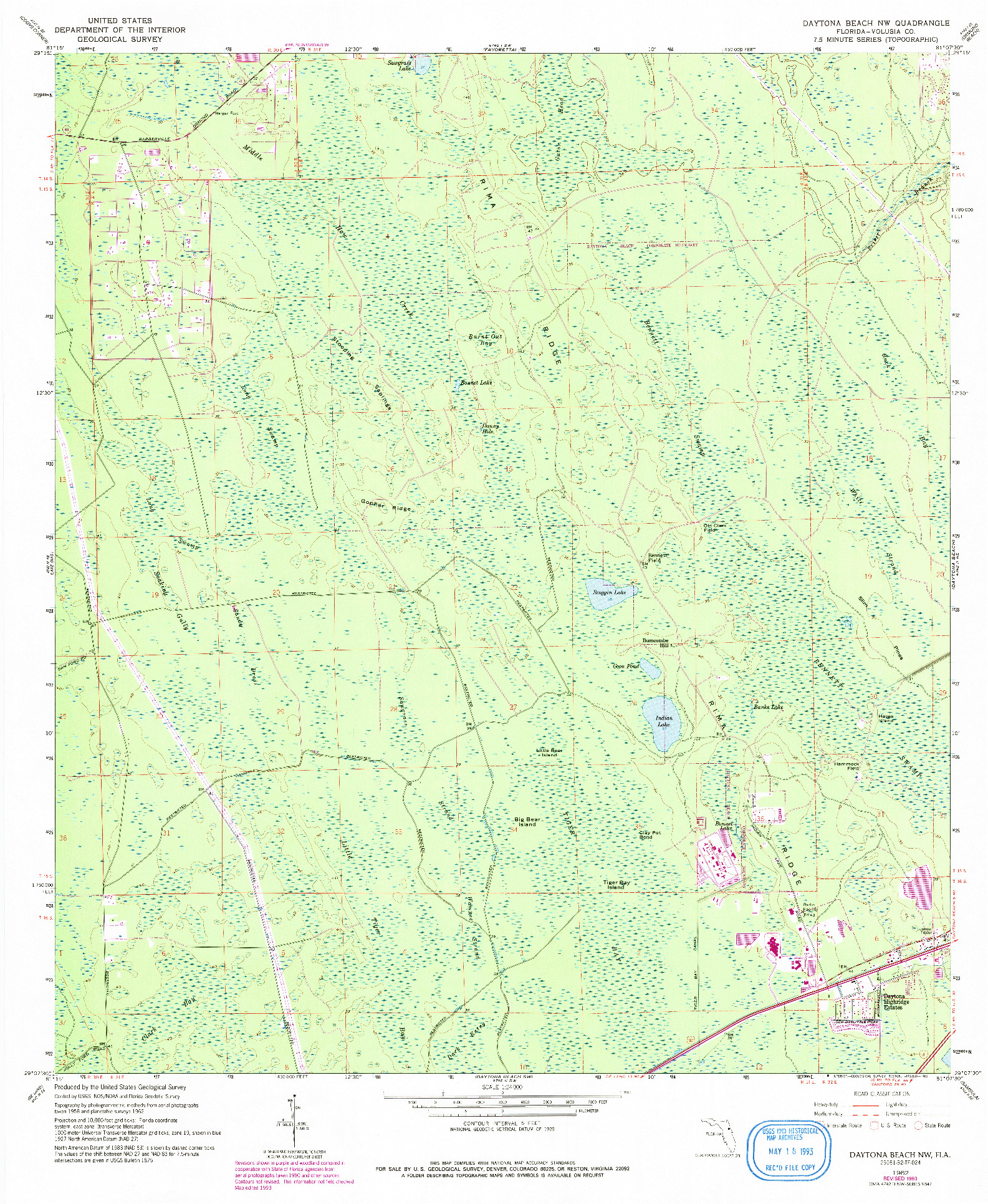 USGS 1:24000-SCALE QUADRANGLE FOR DAYTONA BEACH NW, FL 1962