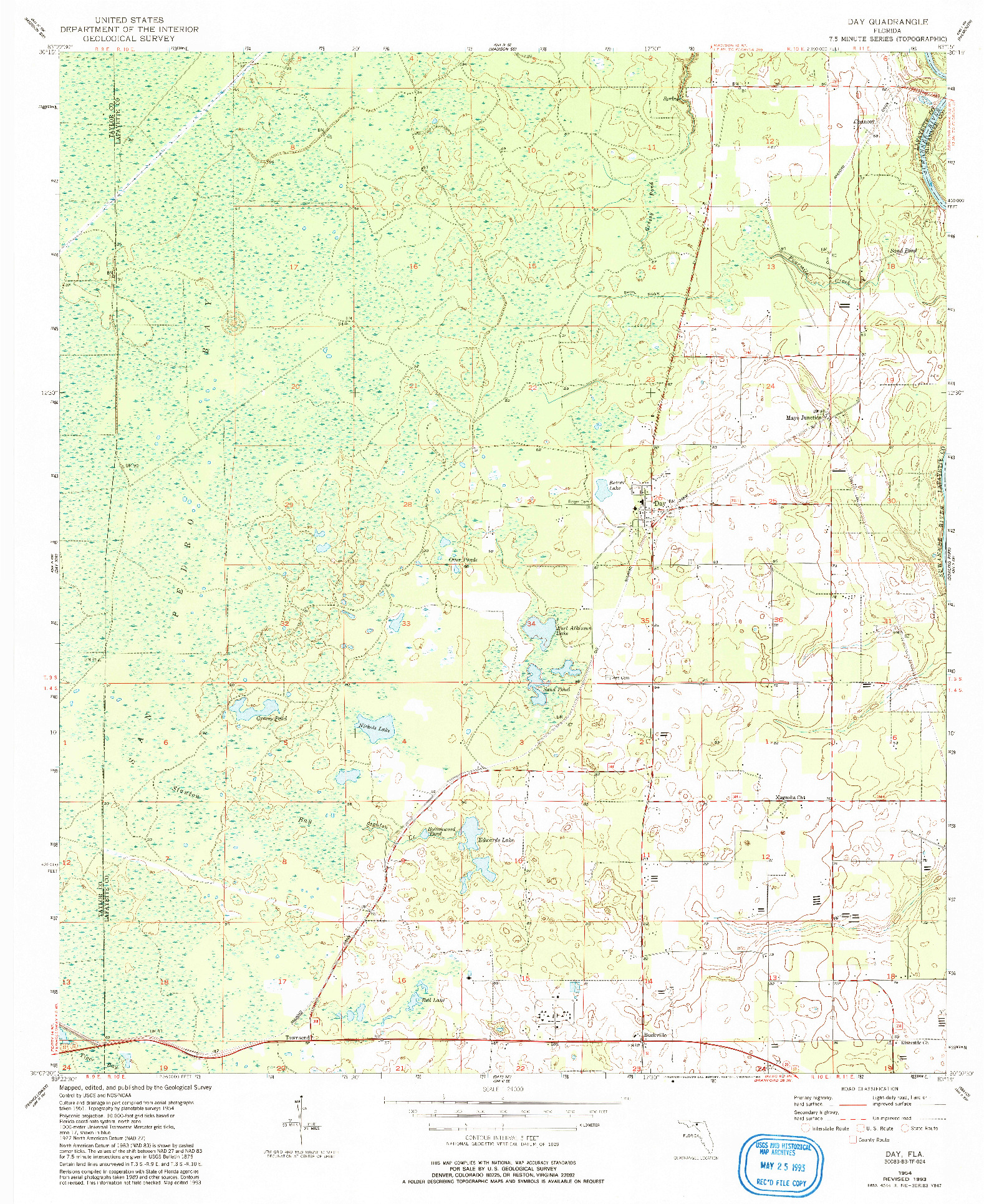 USGS 1:24000-SCALE QUADRANGLE FOR DAY, FL 1954