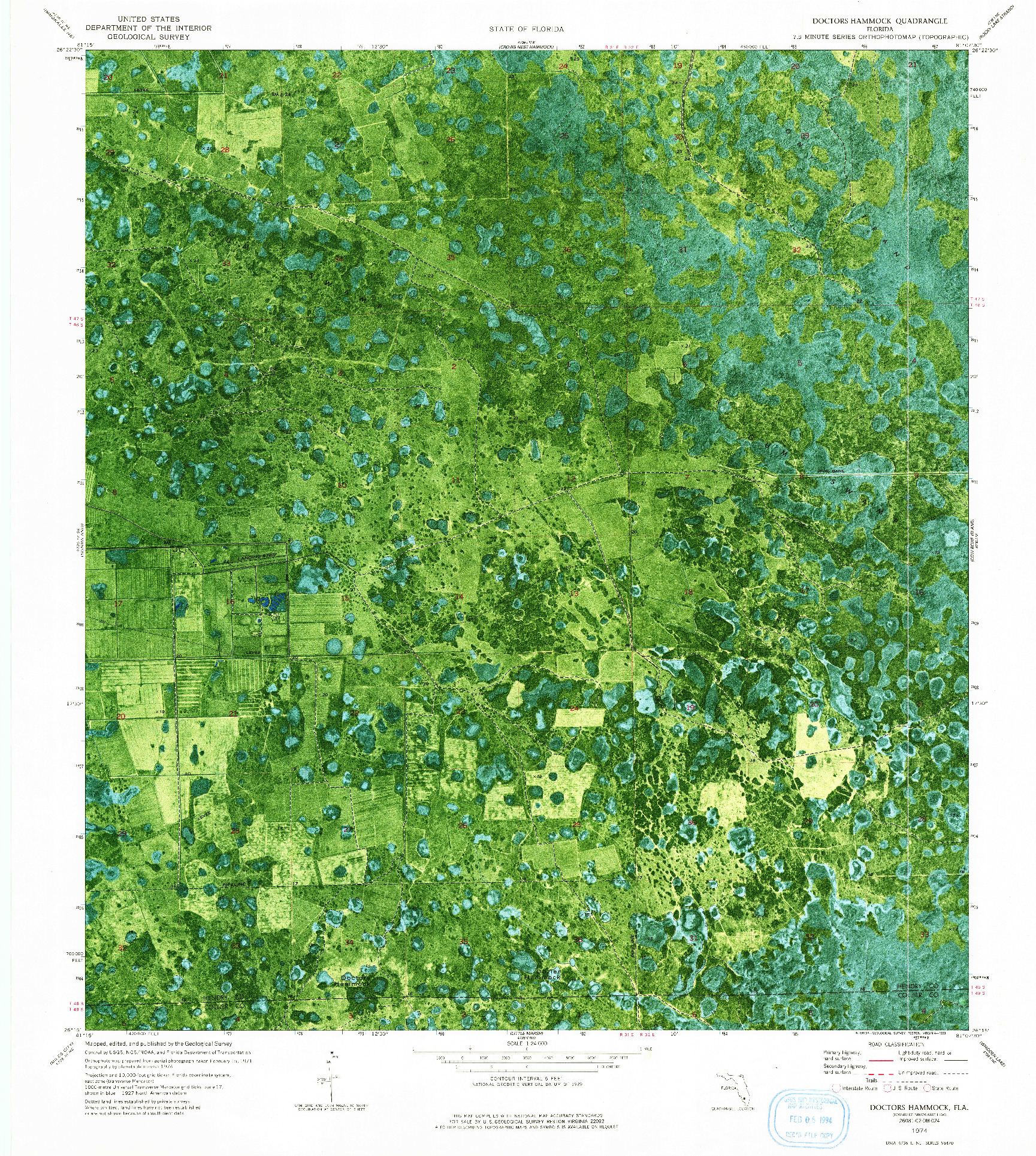 USGS 1:24000-SCALE QUADRANGLE FOR DOCTORS HAMMOCK, FL 1974