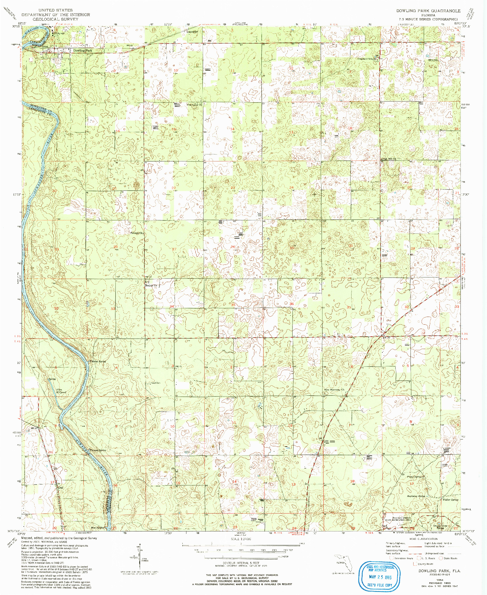 USGS 1:24000-SCALE QUADRANGLE FOR DOWLING PARK, FL 1954
