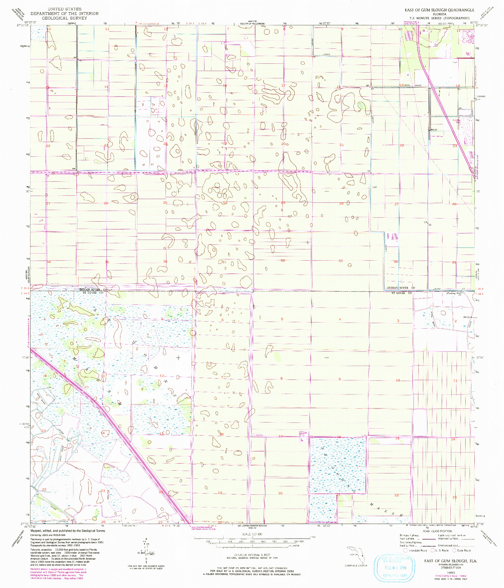 USGS 1:24000-SCALE QUADRANGLE FOR EAST OF GUM SLOUGH, FL 1953