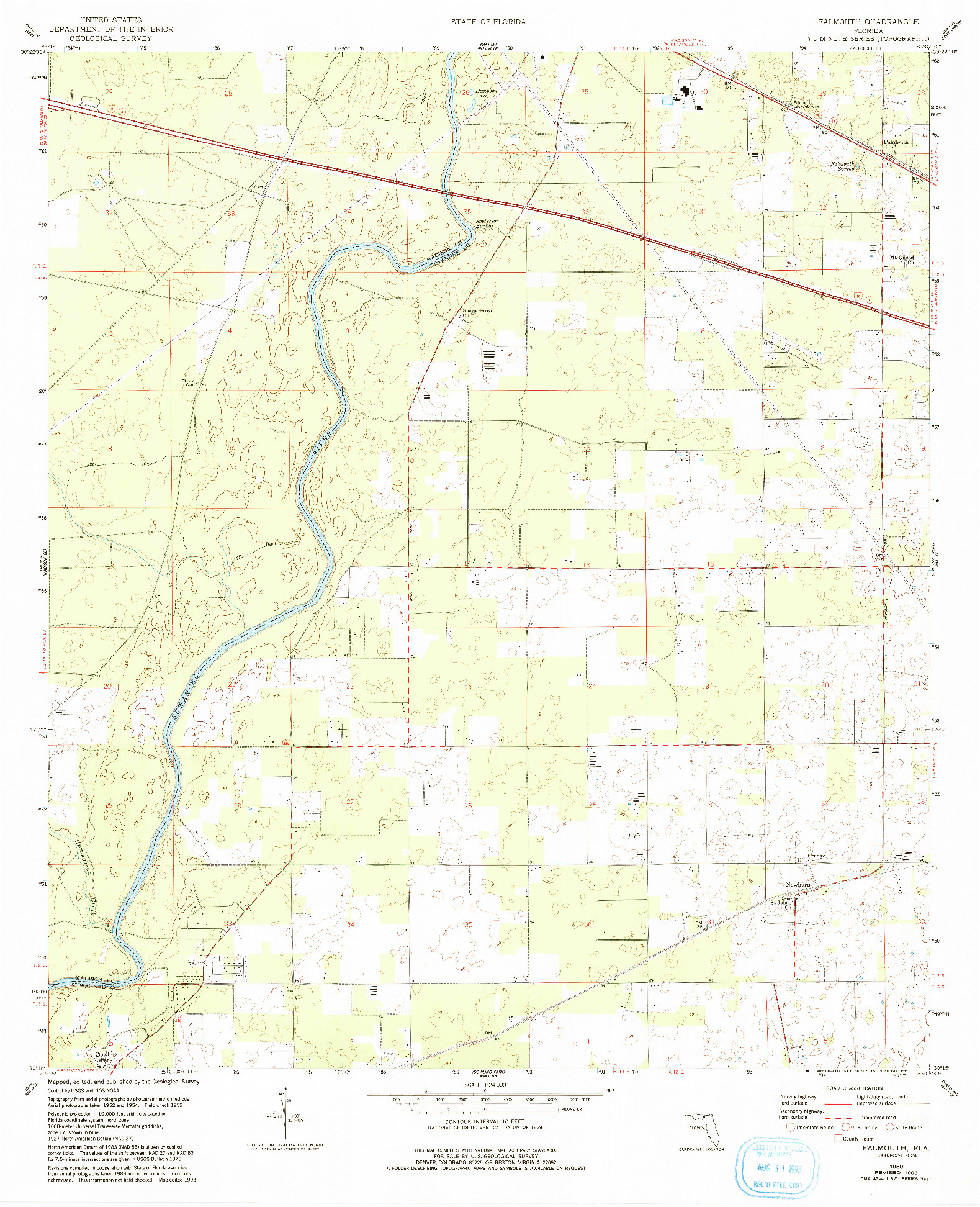 USGS 1:24000-SCALE QUADRANGLE FOR FALMOUTH, FL 1959
