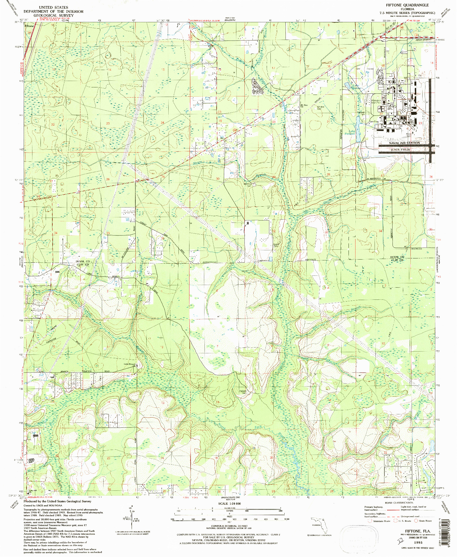 USGS 1:24000-SCALE QUADRANGLE FOR FIFTONE, FL 1993