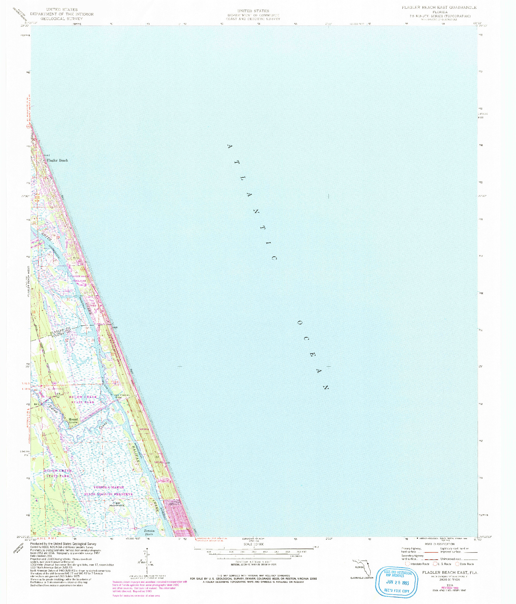 USGS 1:24000-SCALE QUADRANGLE FOR FLAGLER BEACH EAST, FL 1956