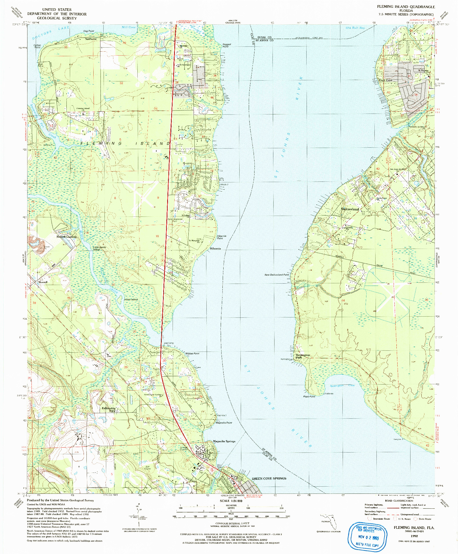 USGS 1:24000-SCALE QUADRANGLE FOR FLEMING ISLAND, FL 1992