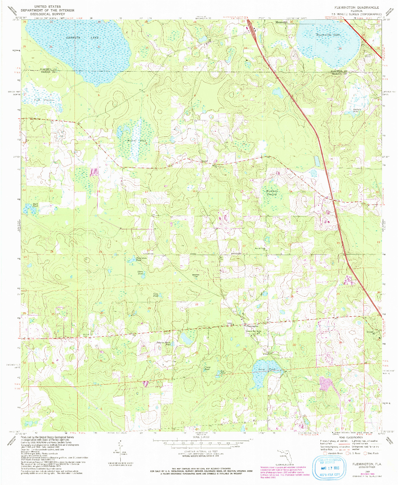 USGS 1:24000-SCALE QUADRANGLE FOR FLEMINGTON, FL 1969