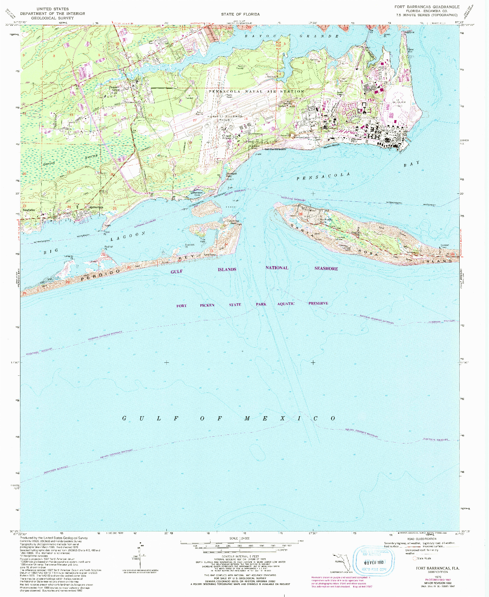 USGS 1:24000-SCALE QUADRANGLE FOR FORT BARRANCAS, FL 1970