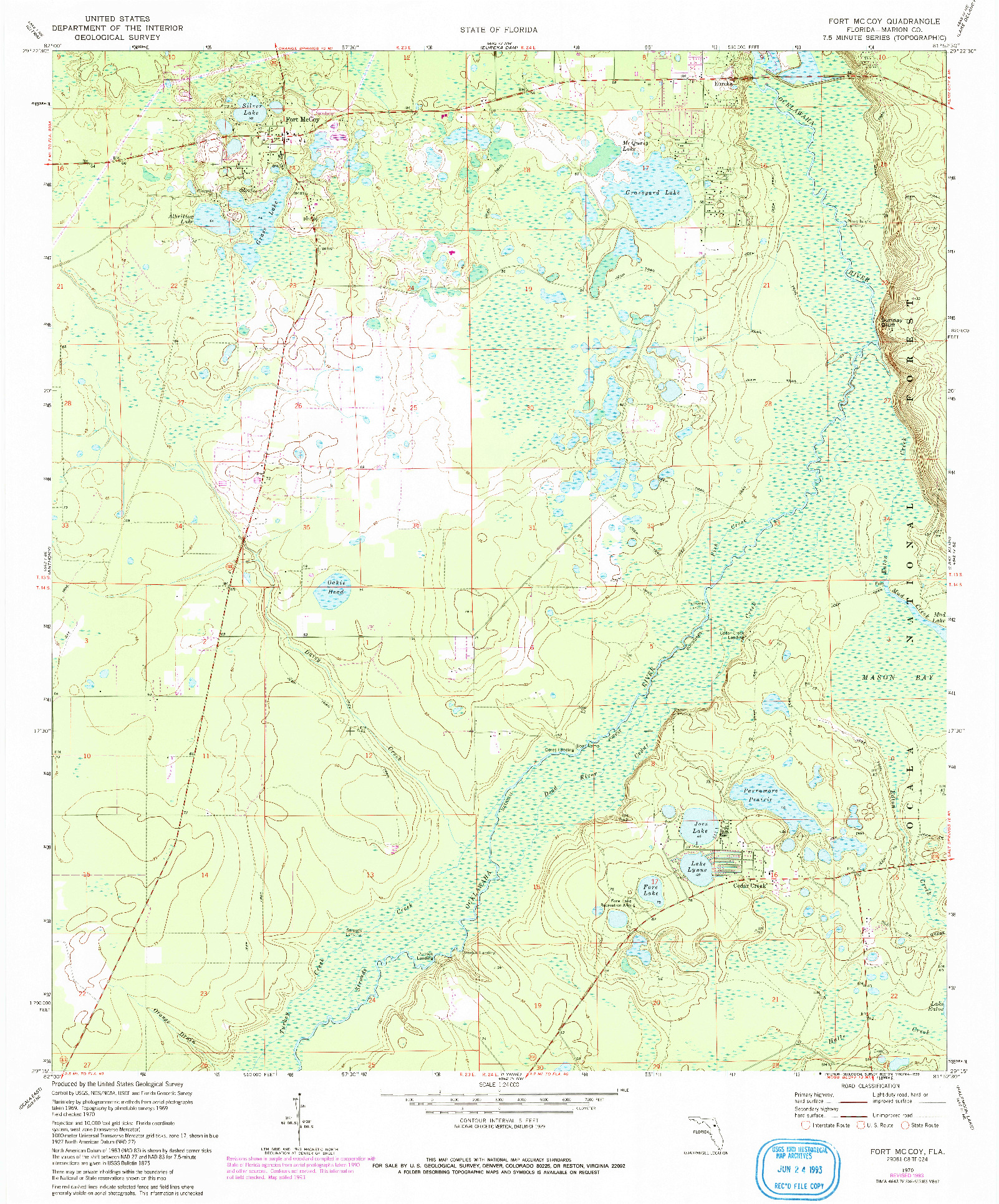 USGS 1:24000-SCALE QUADRANGLE FOR FORT MC COY, FL 1970