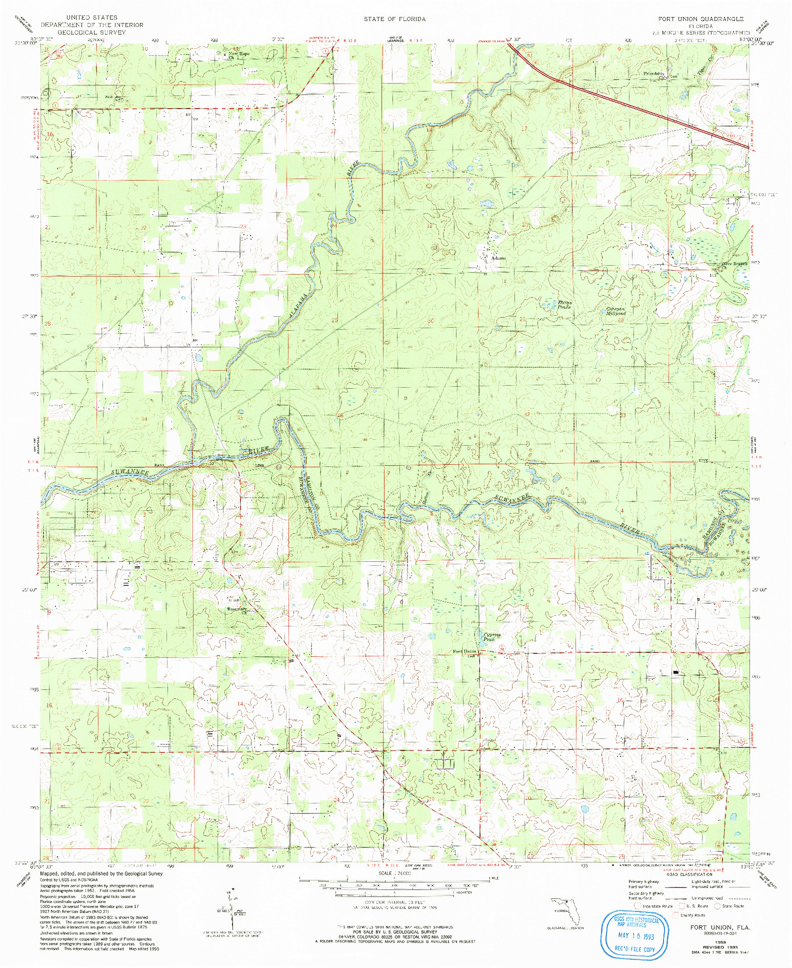 USGS 1:24000-SCALE QUADRANGLE FOR FORT UNION, FL 1958