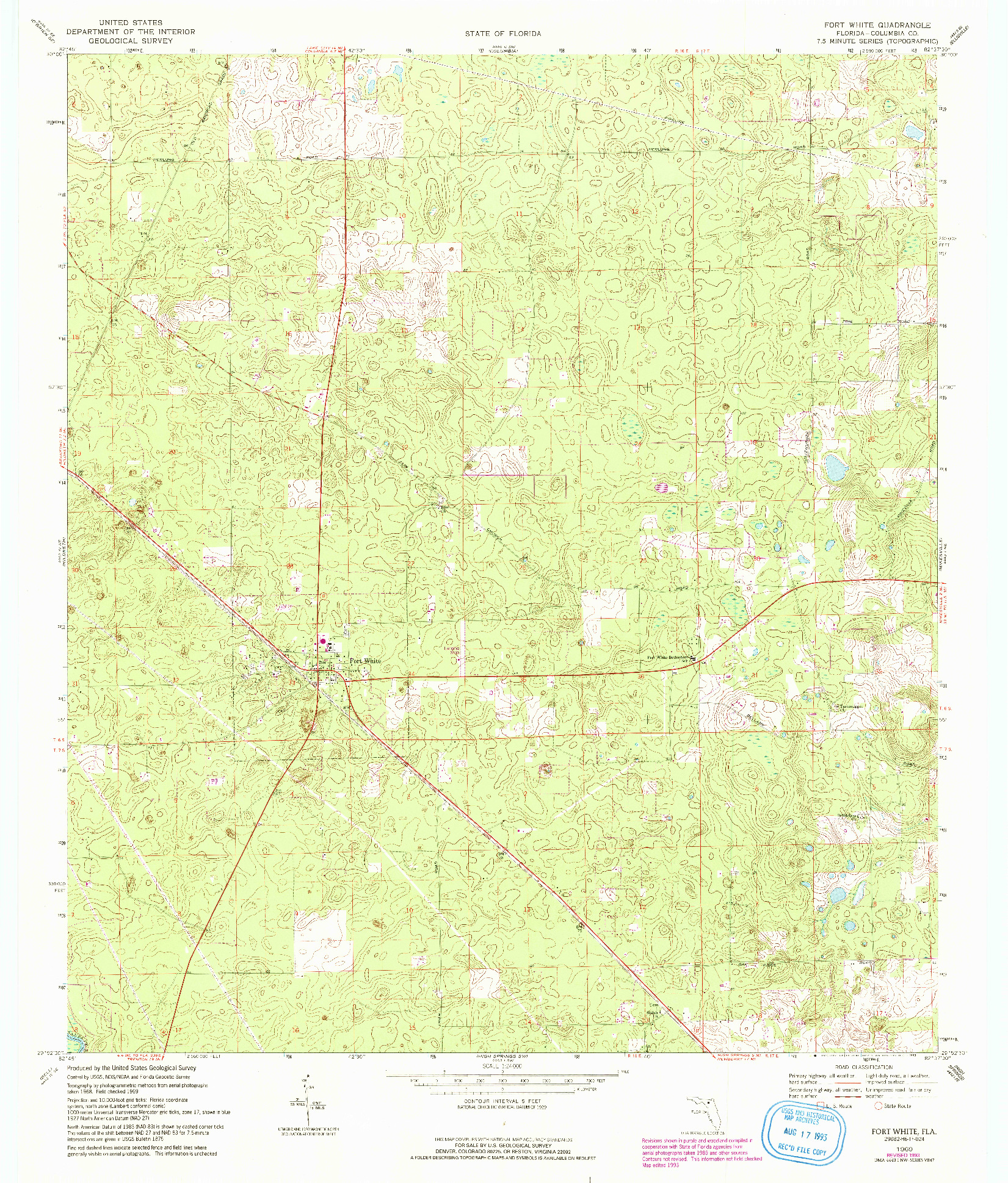 USGS 1:24000-SCALE QUADRANGLE FOR FORT WHITE, FL 1969