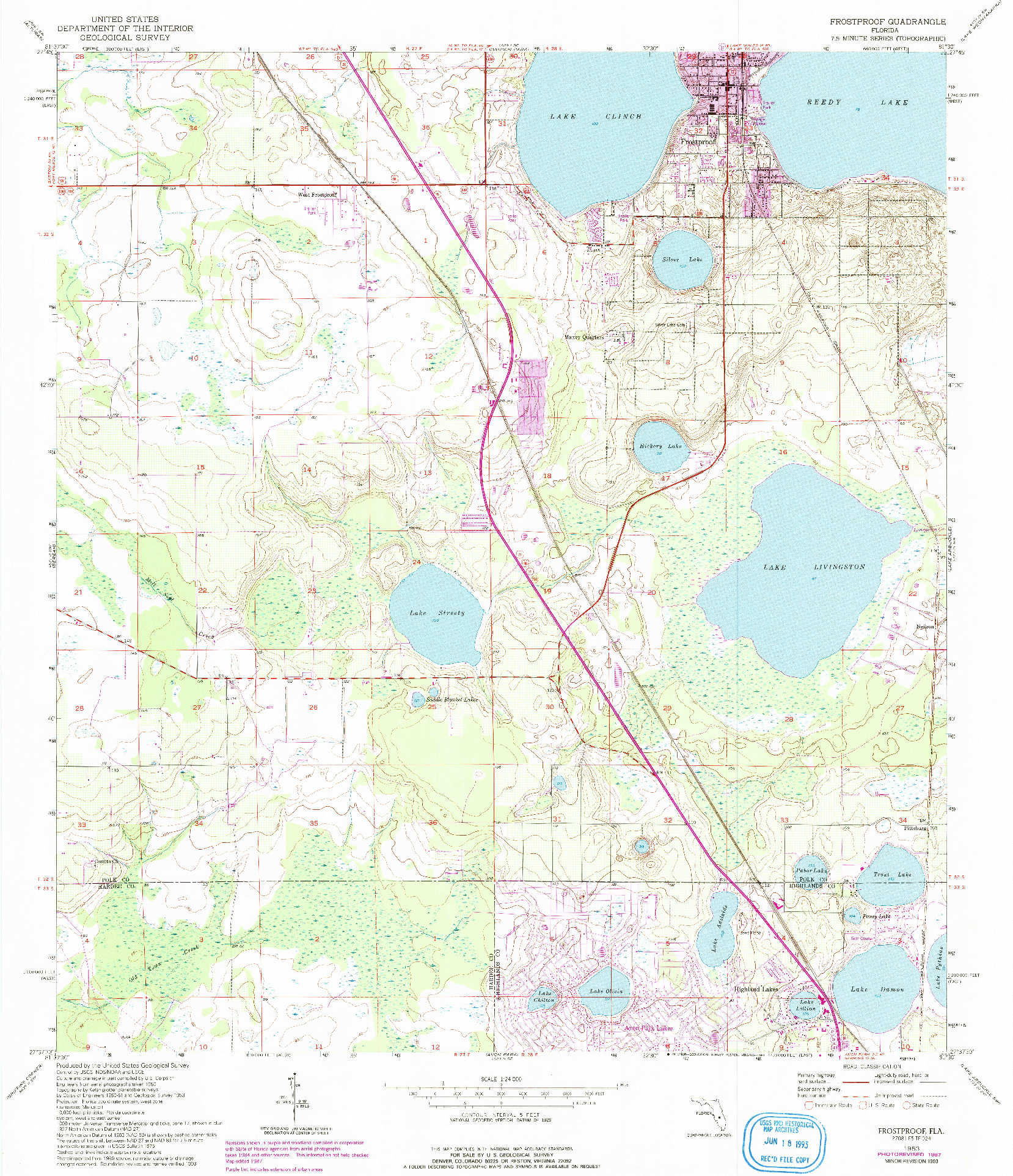 USGS 1:24000-SCALE QUADRANGLE FOR FROSTPROOF, FL 1953