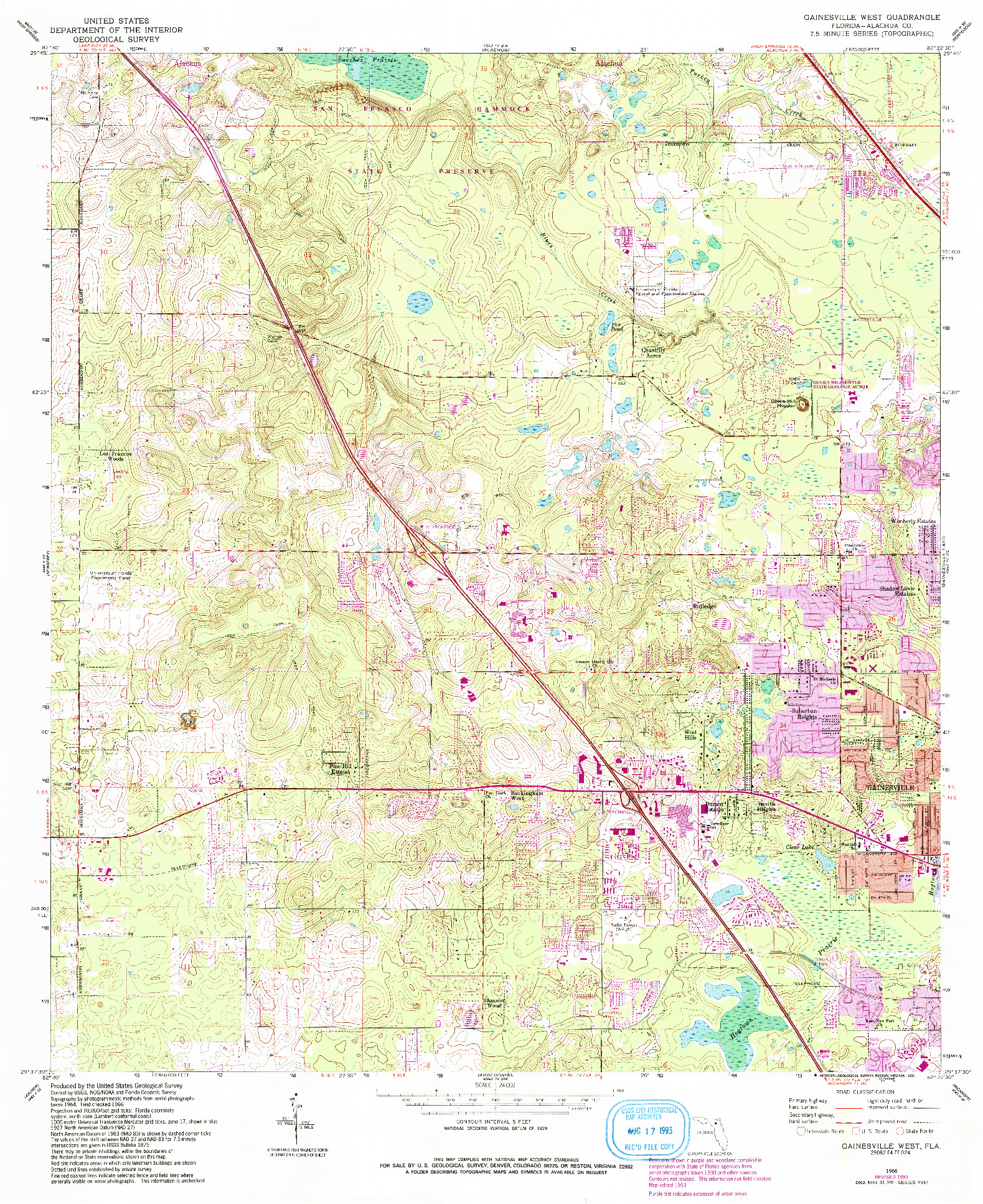 USGS 1:24000-SCALE QUADRANGLE FOR GAINESVILLE WEST, FL 1966