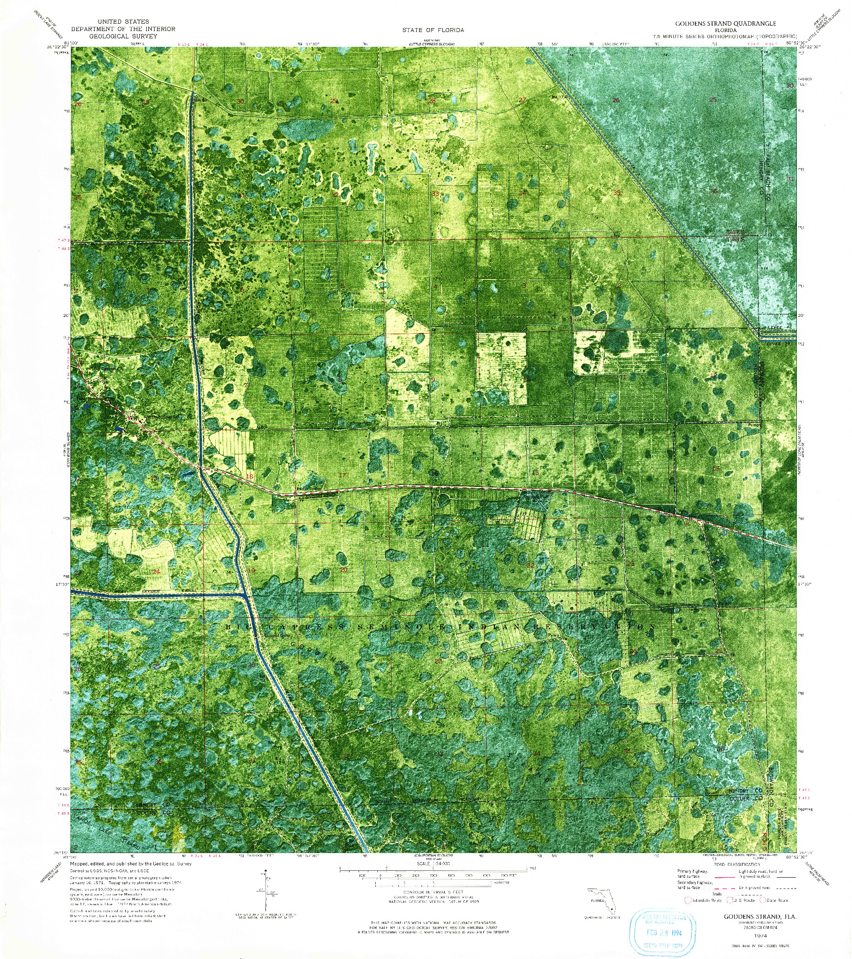 USGS 1:24000-SCALE QUADRANGLE FOR GODDENS STRAND, FL 1974