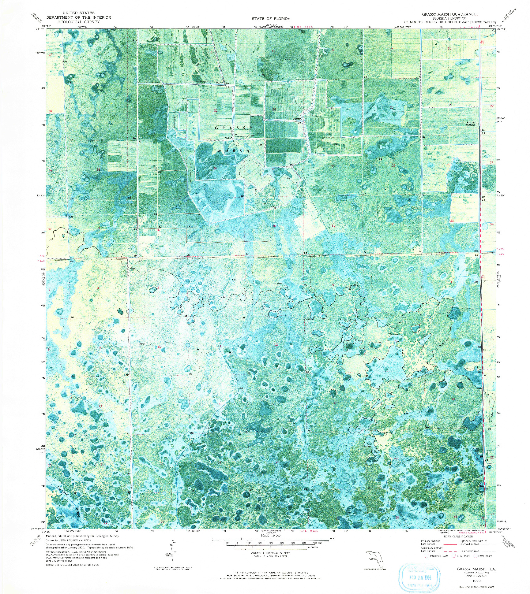 USGS 1:24000-SCALE QUADRANGLE FOR GRASSY MARSH, FL 1970