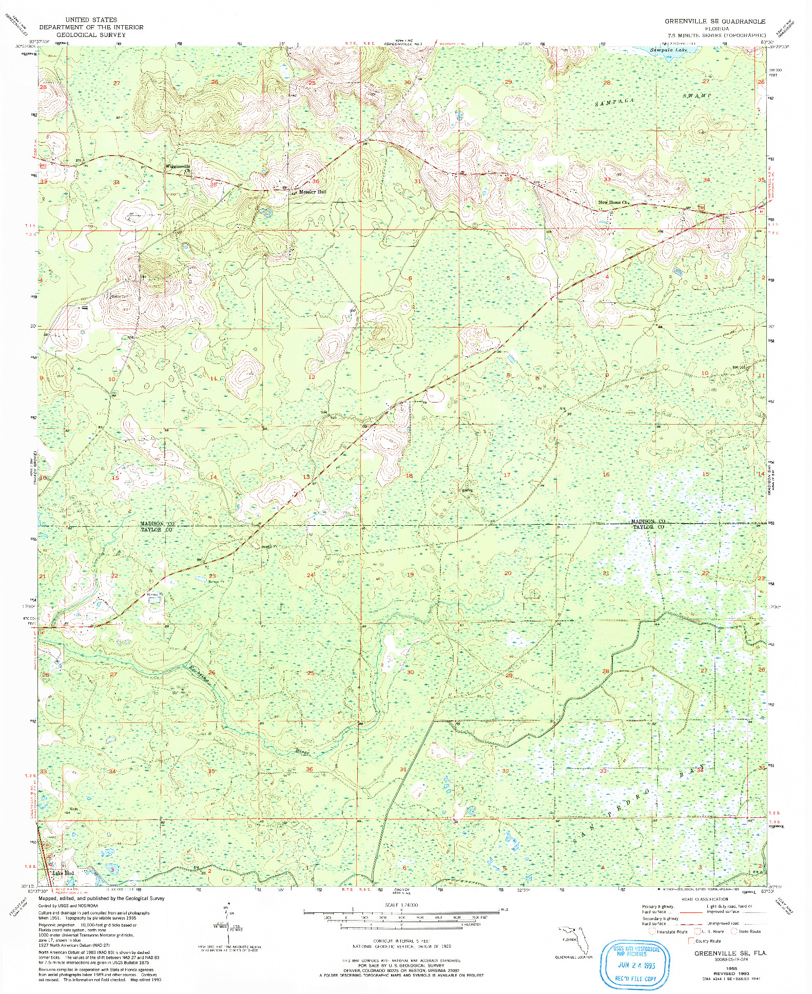 USGS 1:24000-SCALE QUADRANGLE FOR GREENVILLE SE, FL 1955