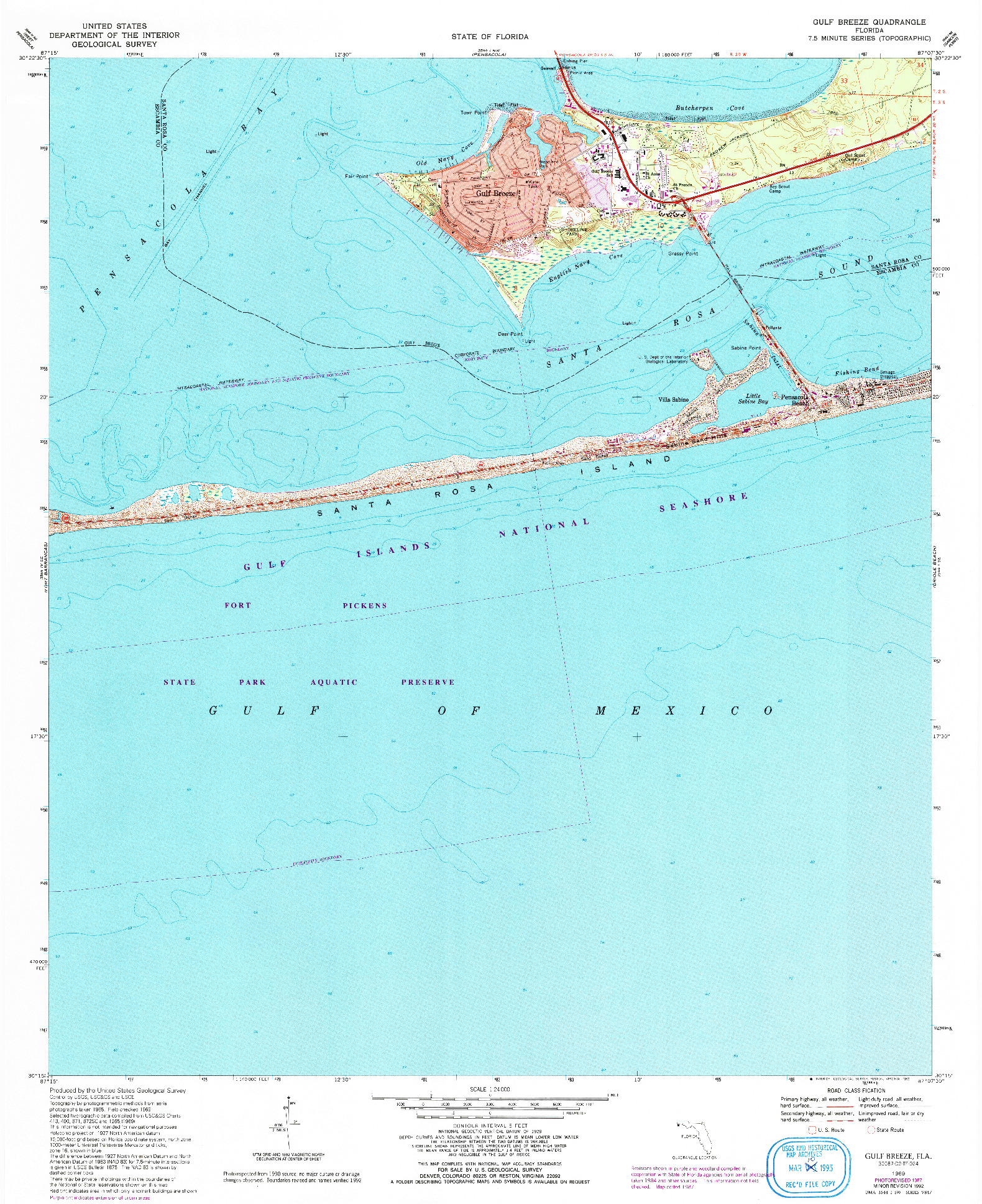 USGS 1:24000-SCALE QUADRANGLE FOR GULF BREEZE, FL 1969