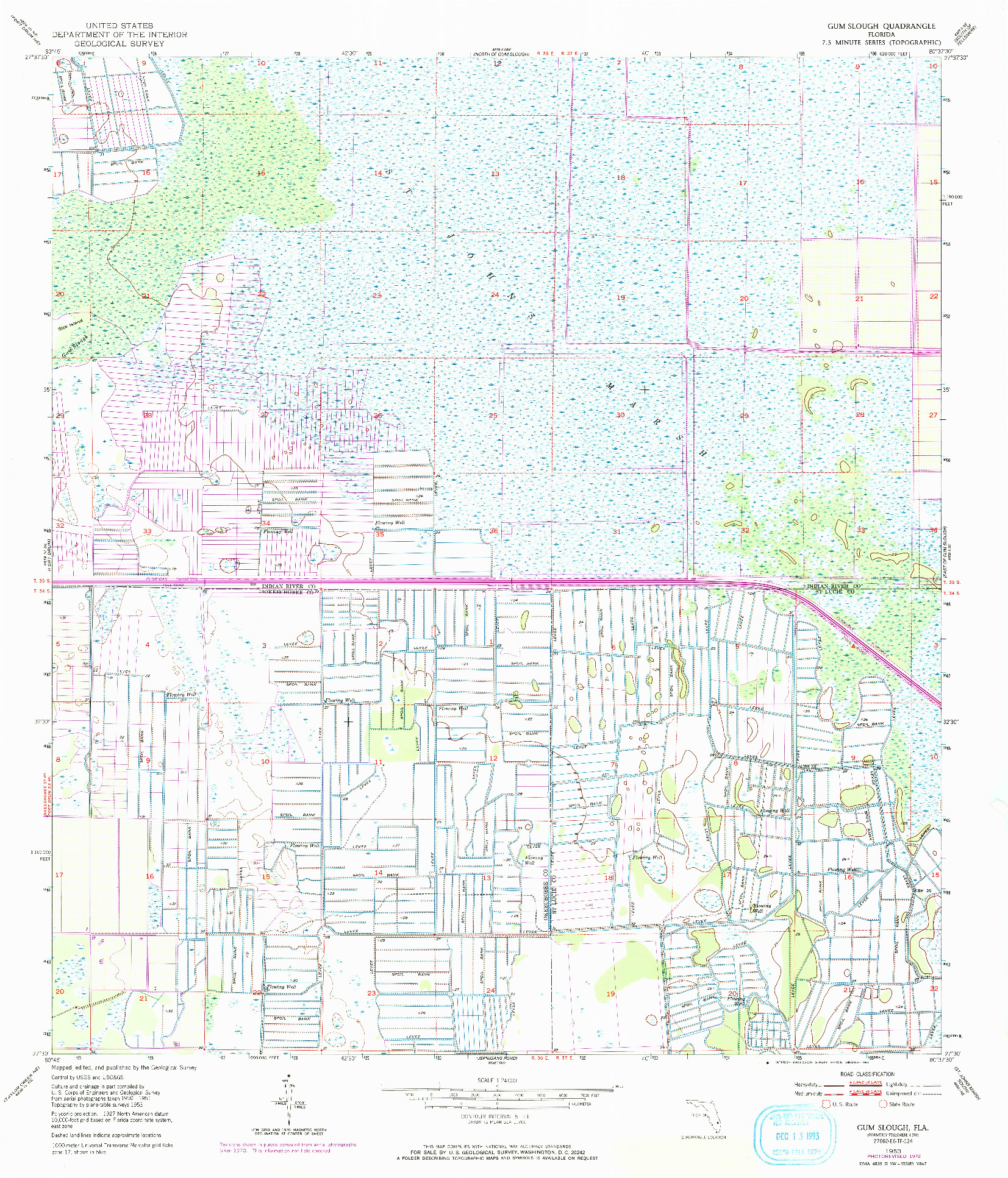 USGS 1:24000-SCALE QUADRANGLE FOR GUM SLOUGH, FL 1953