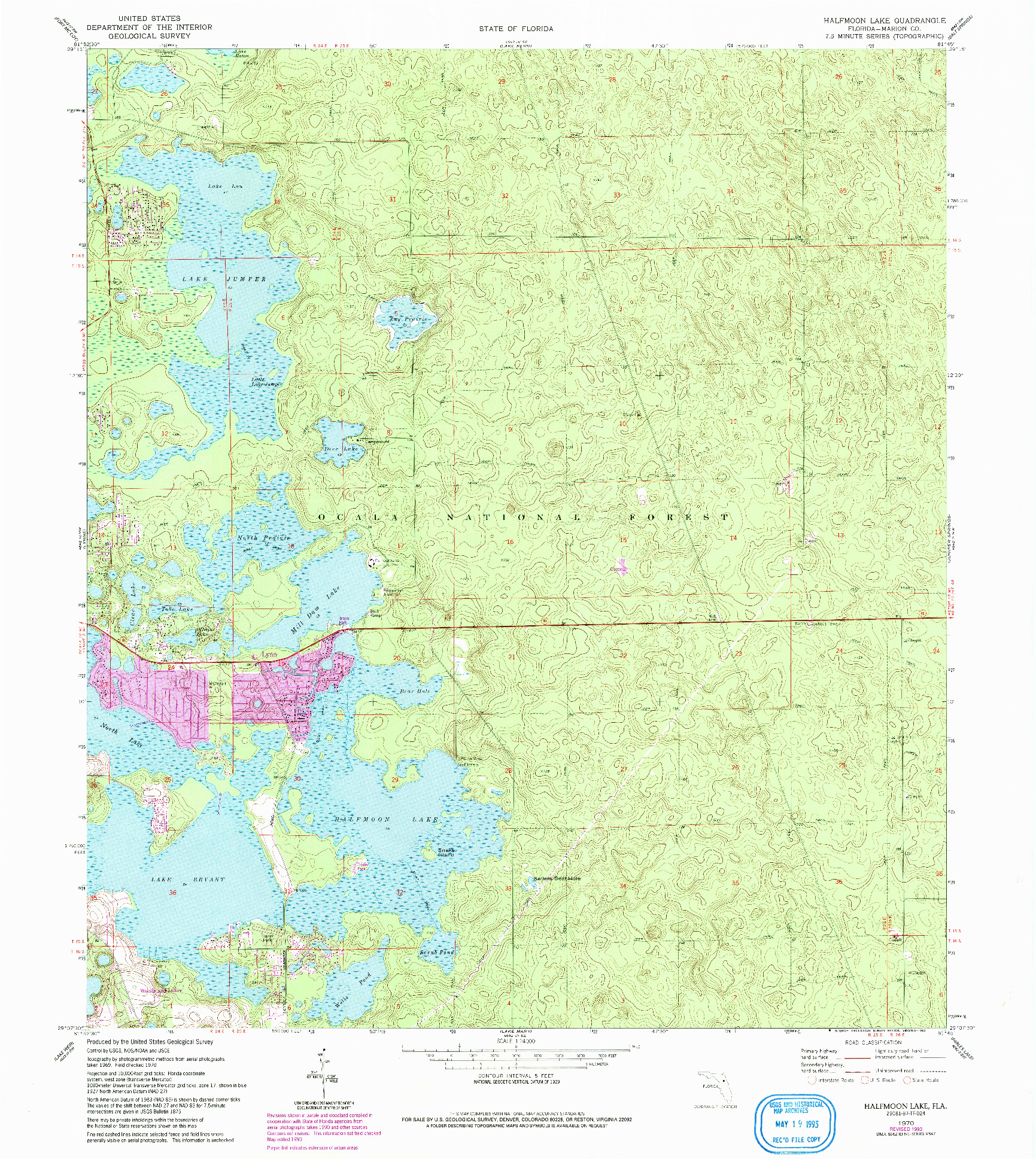 USGS 1:24000-SCALE QUADRANGLE FOR HALFMOON LAKE, FL 1970