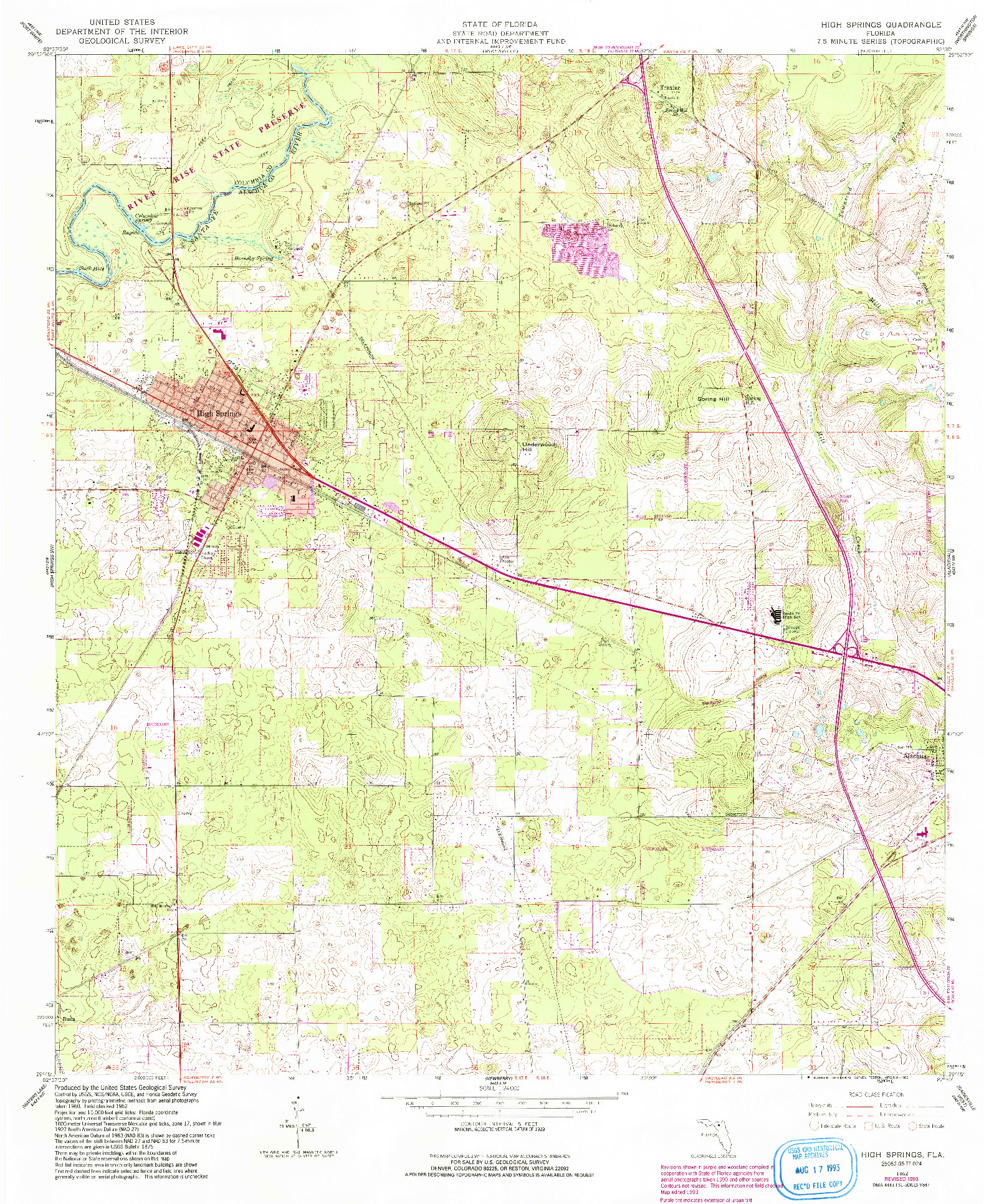 USGS 1:24000-SCALE QUADRANGLE FOR HIGH SPRINGS, FL 1962
