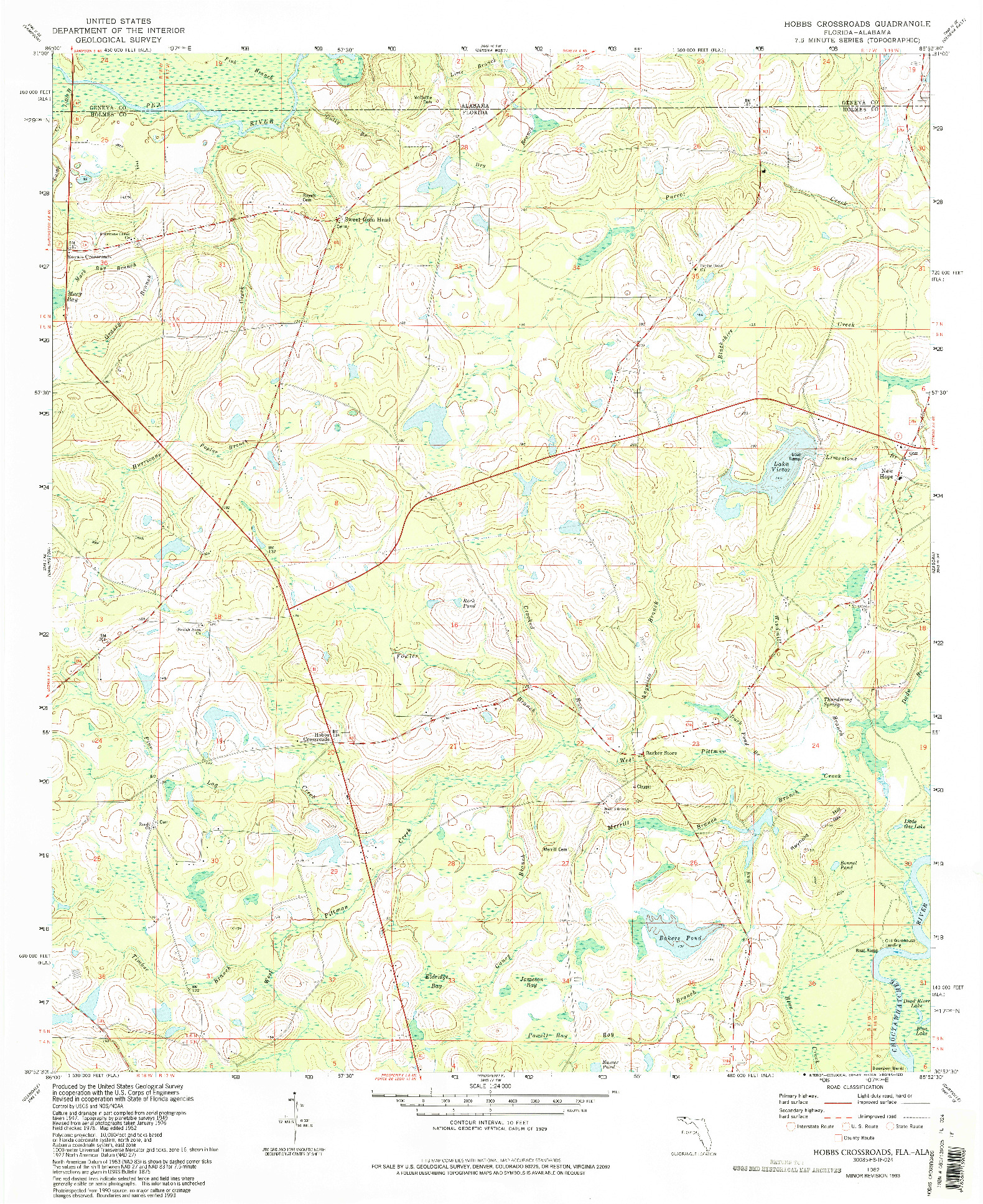 USGS 1:24000-SCALE QUADRANGLE FOR HOBBS CROSSROADS, FL 1982