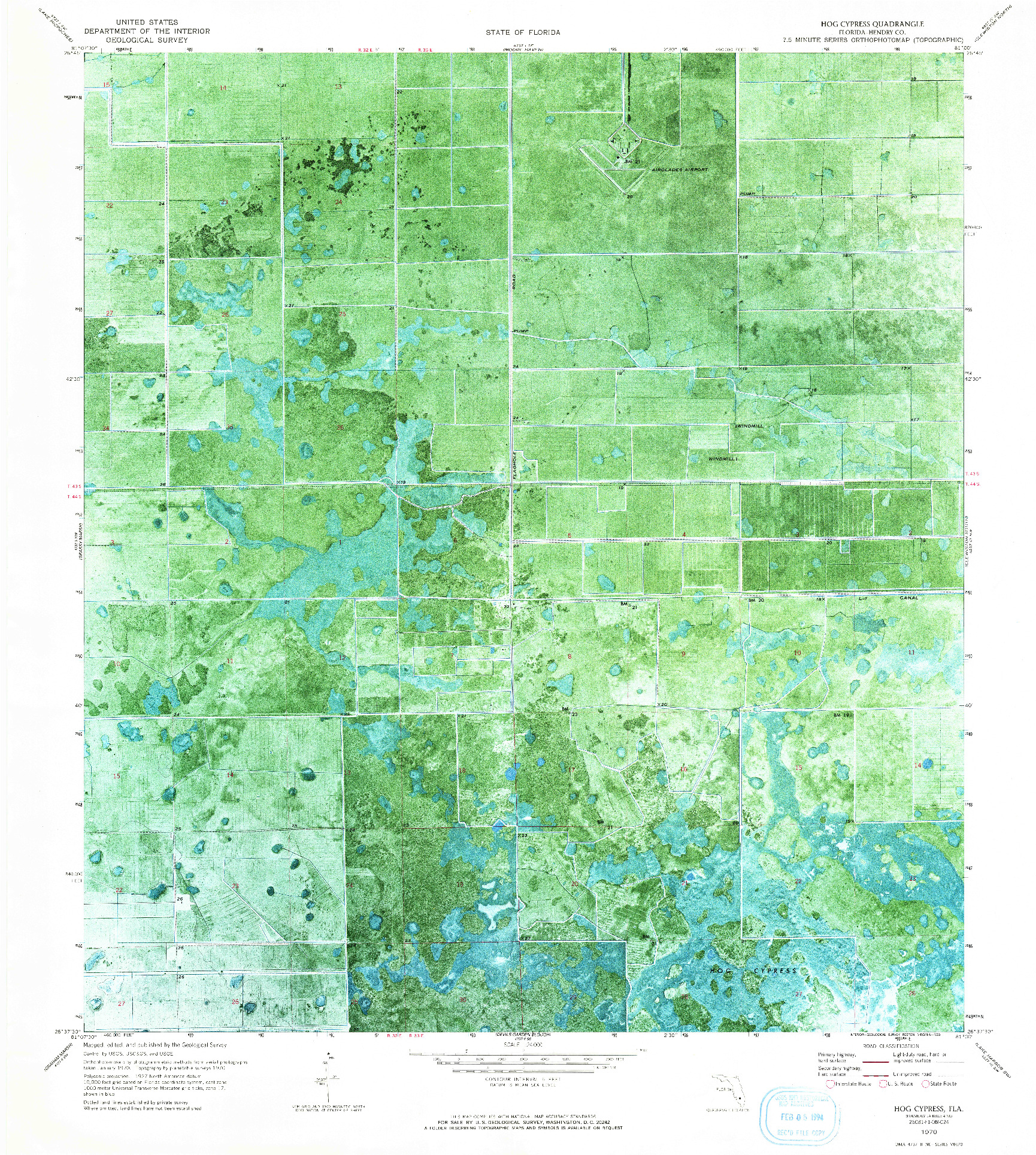 USGS 1:24000-SCALE QUADRANGLE FOR HOG CYPRESS, FL 1970