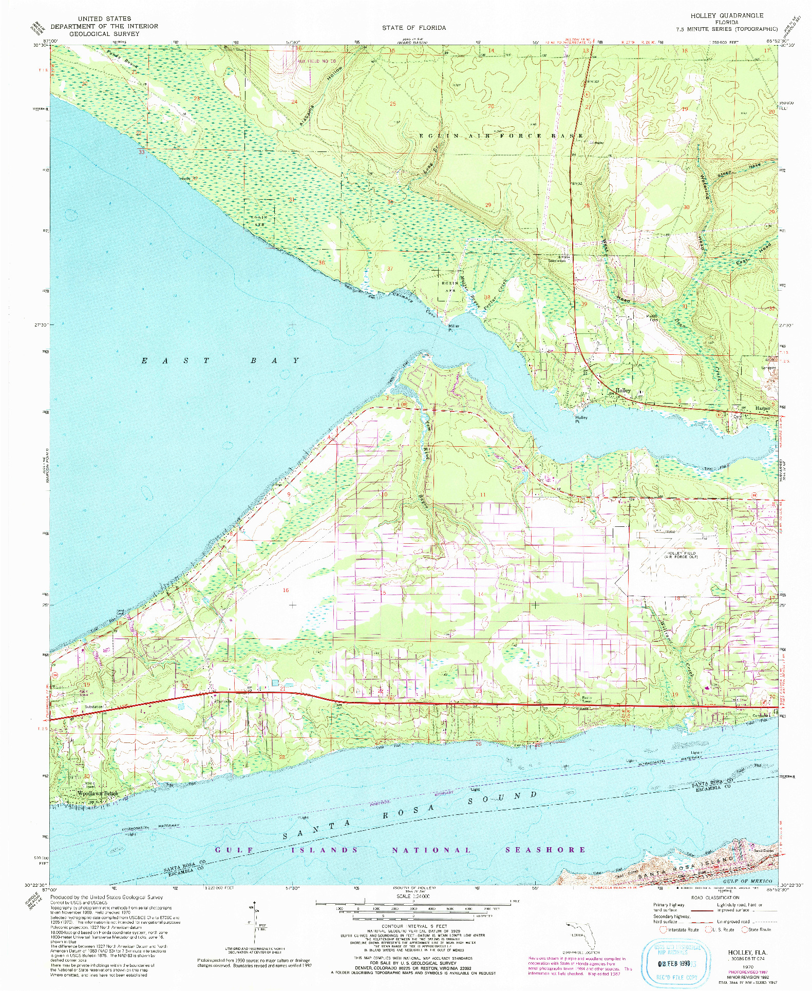 USGS 1:24000-SCALE QUADRANGLE FOR HOLLEY, FL 1970