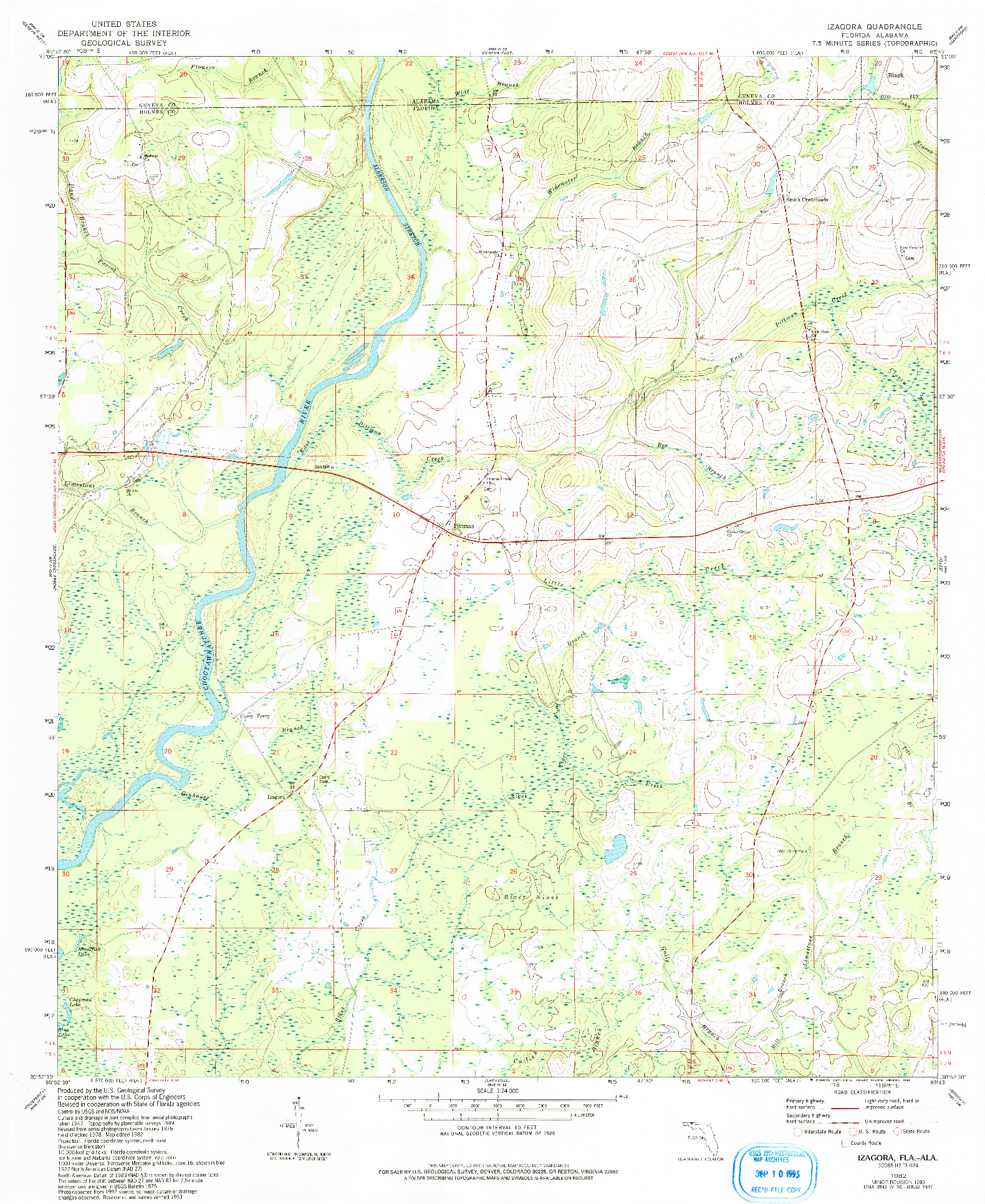 USGS 1:24000-SCALE QUADRANGLE FOR IZAGORA, FL 1982