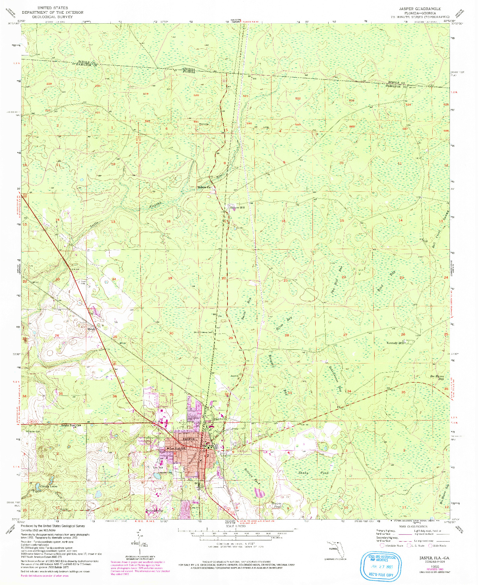 USGS 1:24000-SCALE QUADRANGLE FOR JASPER, FL 1955