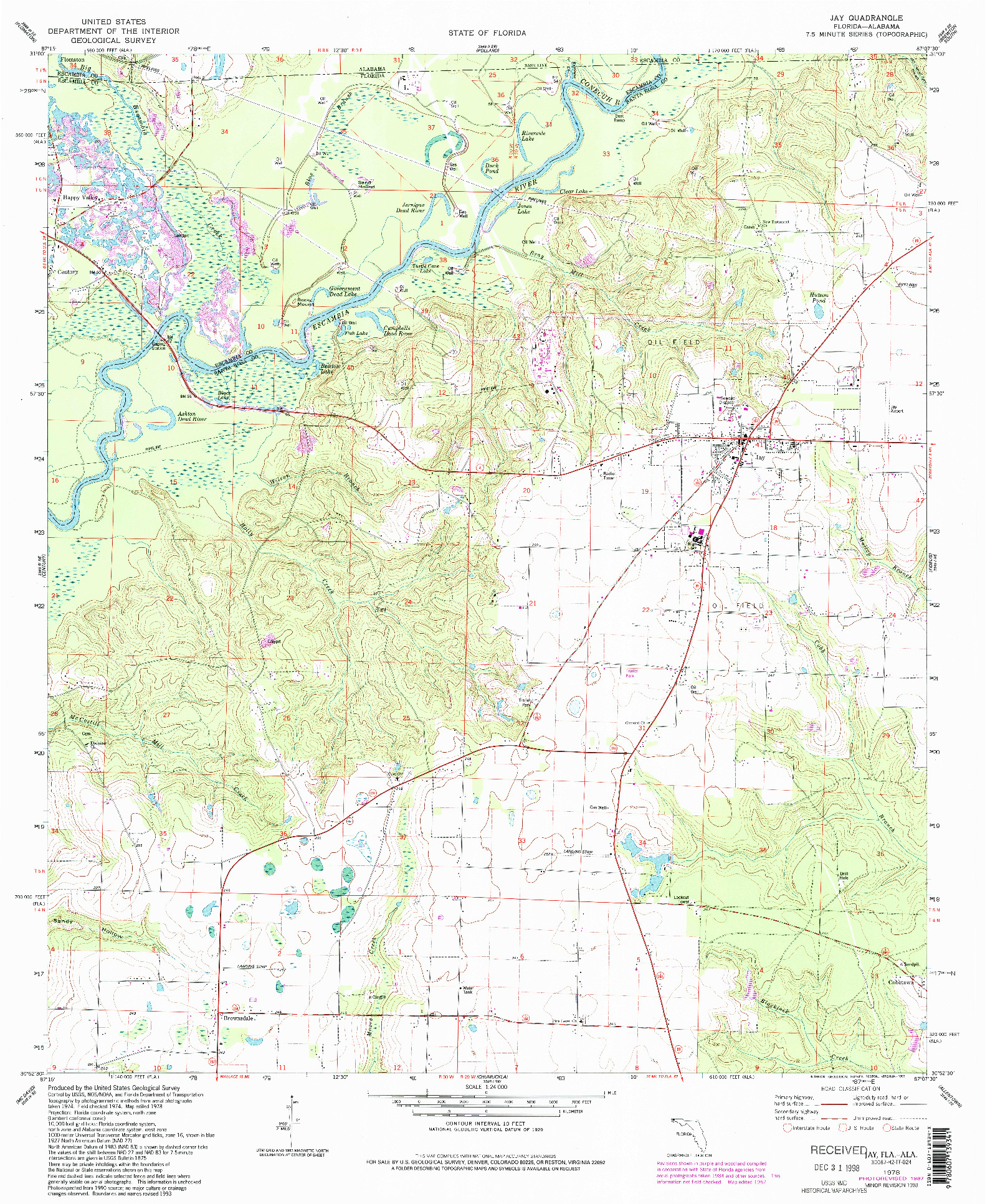 USGS 1:24000-SCALE QUADRANGLE FOR JAY, FL 1978