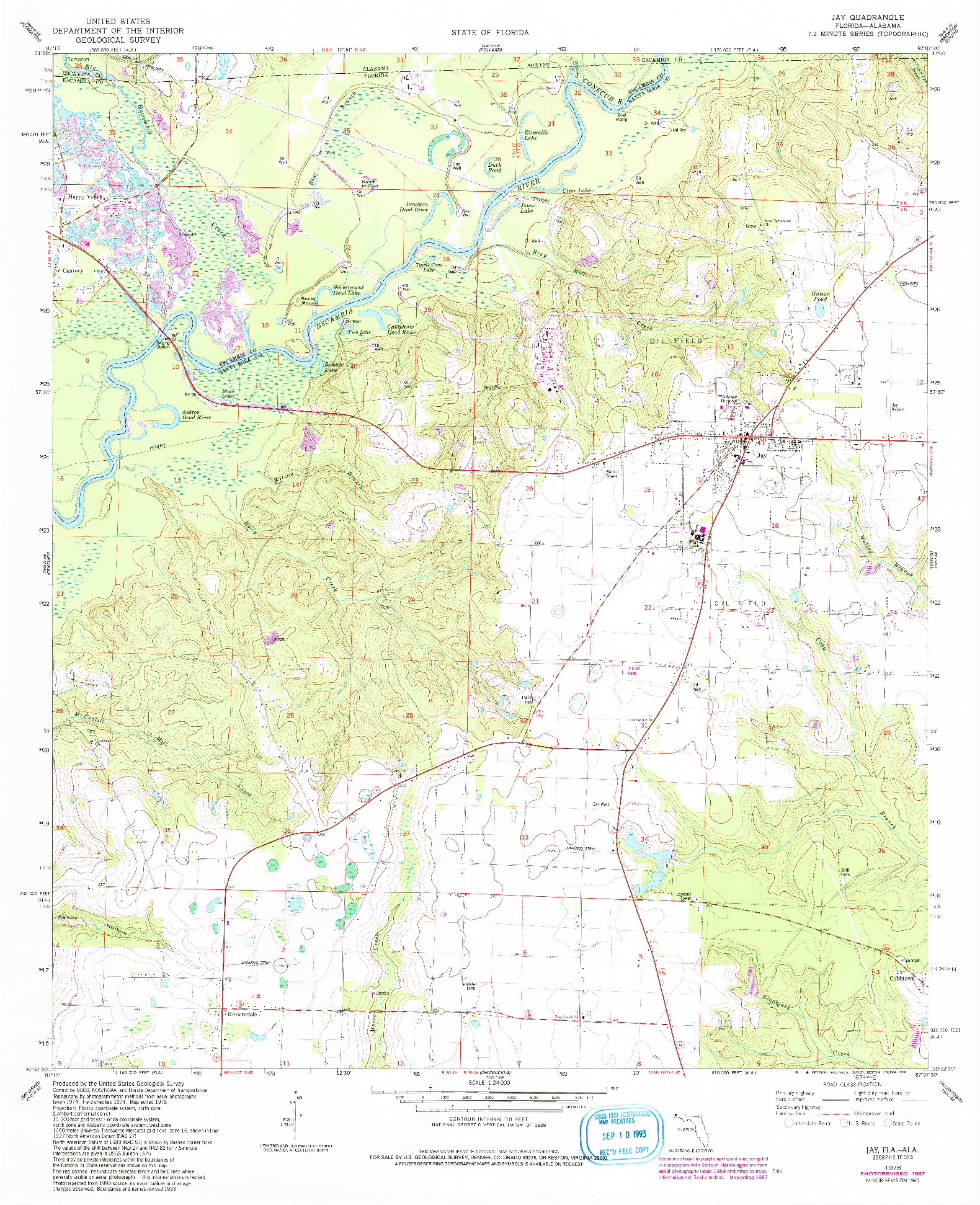 USGS 1:24000-SCALE QUADRANGLE FOR JAY, FL 1978