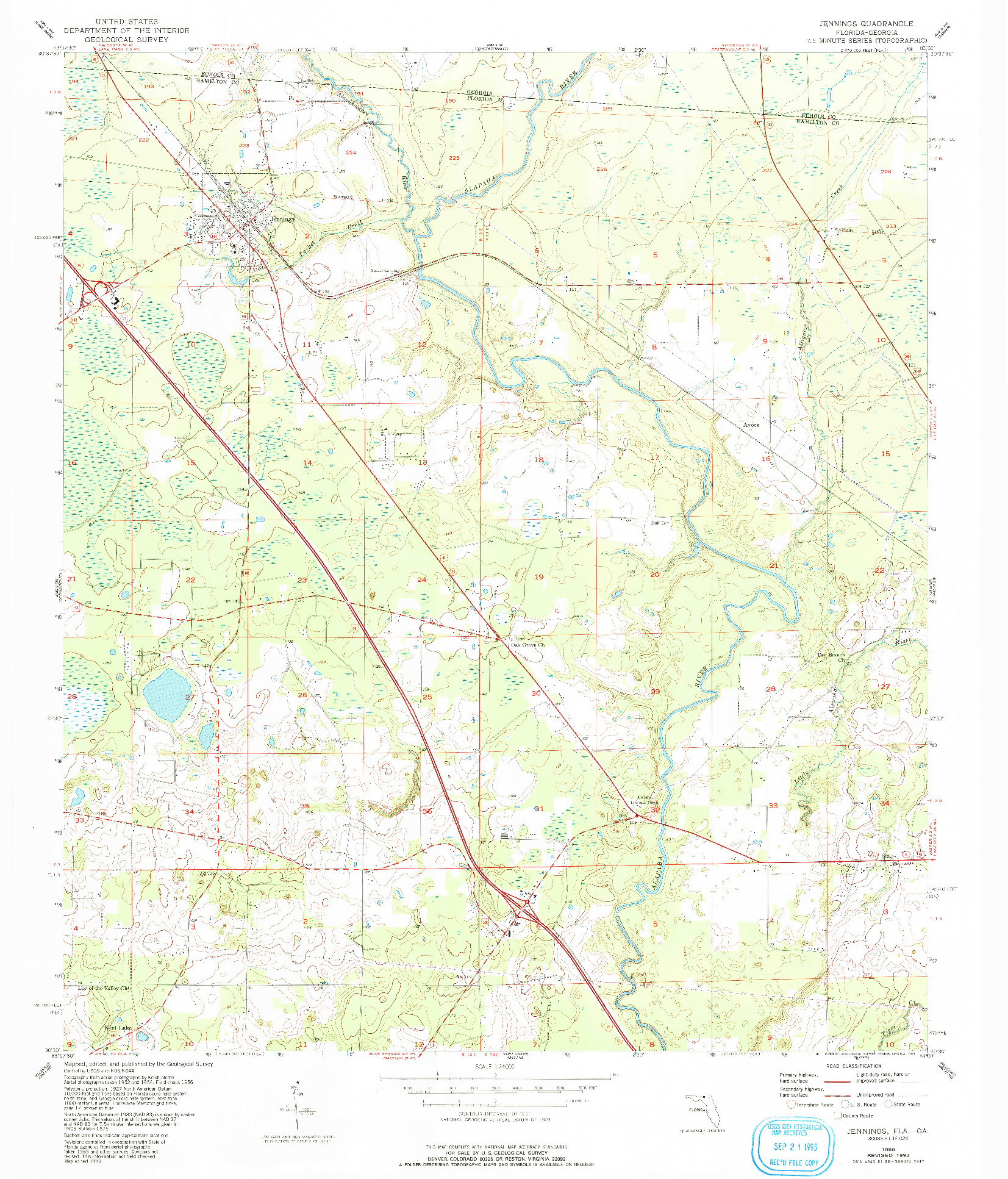 USGS 1:24000-SCALE QUADRANGLE FOR JENNINGS, FL 1956