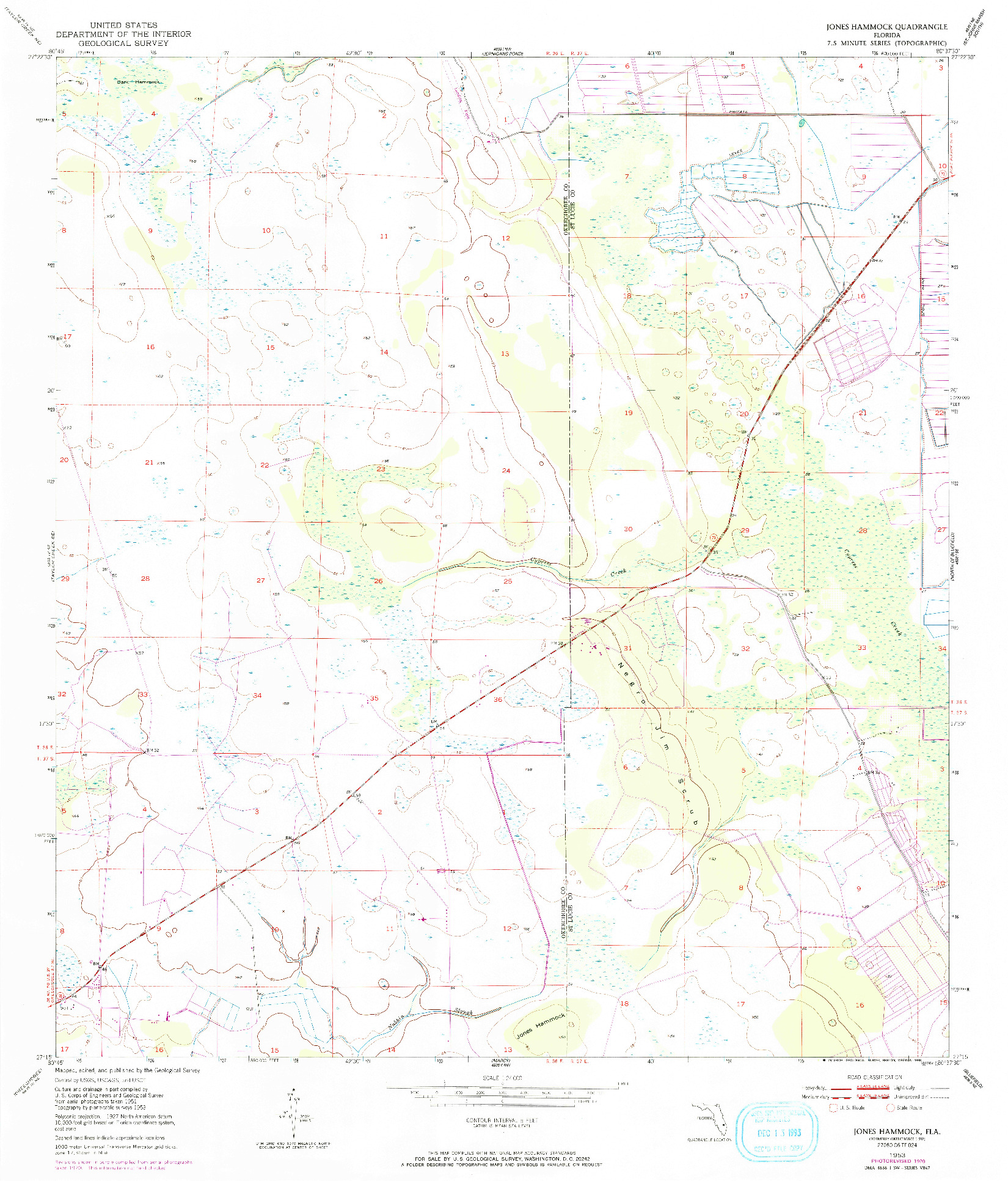 USGS 1:24000-SCALE QUADRANGLE FOR JONES HAMMOCK, FL 1953