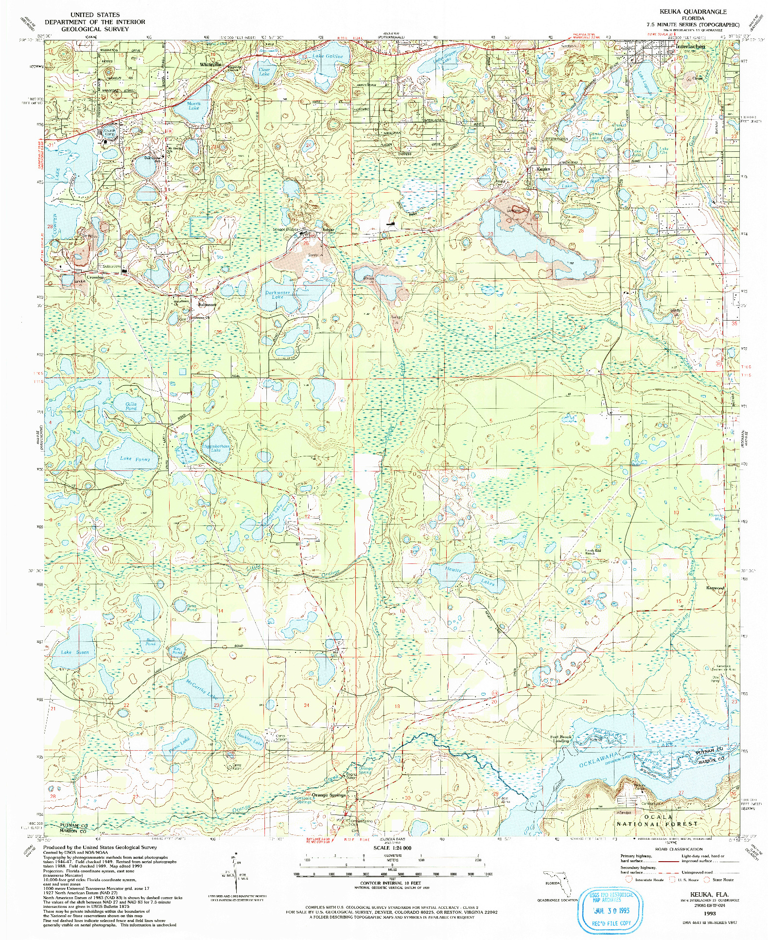 USGS 1:24000-SCALE QUADRANGLE FOR KEUKA, FL 1993