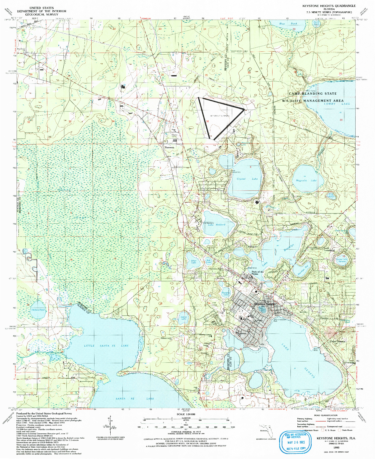 USGS 1:24000-SCALE QUADRANGLE FOR KEYSTONE HEIGHTS, FL 1993