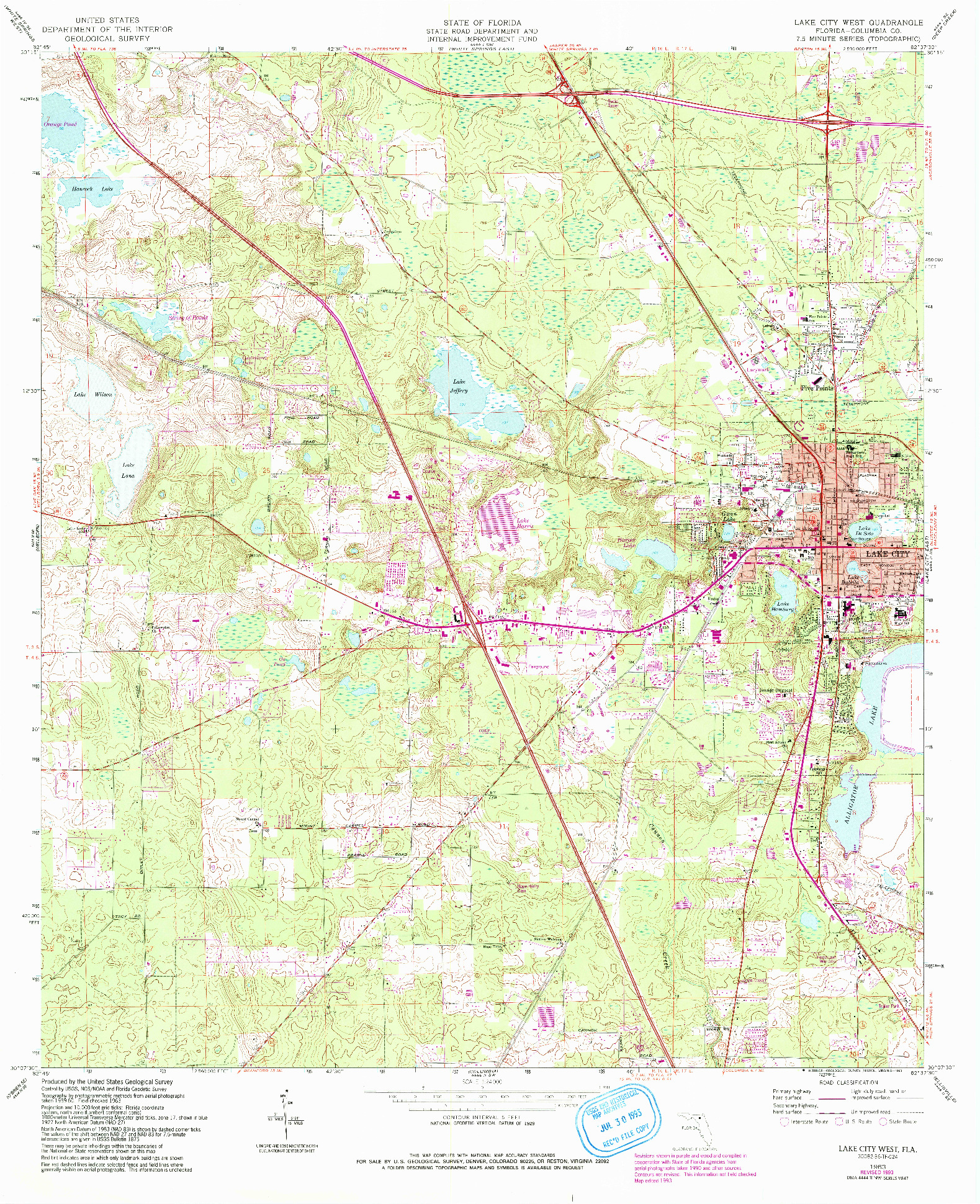 USGS 1:24000-SCALE QUADRANGLE FOR LAKE CITY WEST, FL 1963
