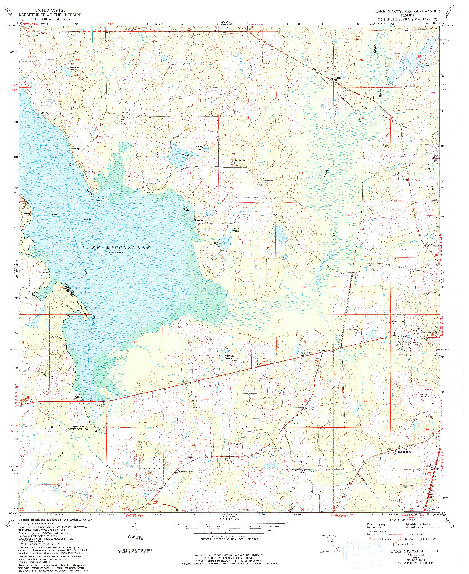USGS 1:24000-SCALE QUADRANGLE FOR LAKE MICCOSUKEE, FL 1963