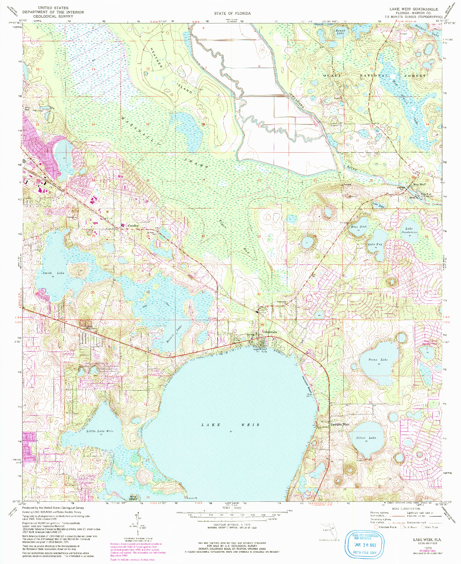 USGS 1:24000-SCALE QUADRANGLE FOR LAKE WEIR, FL 1970