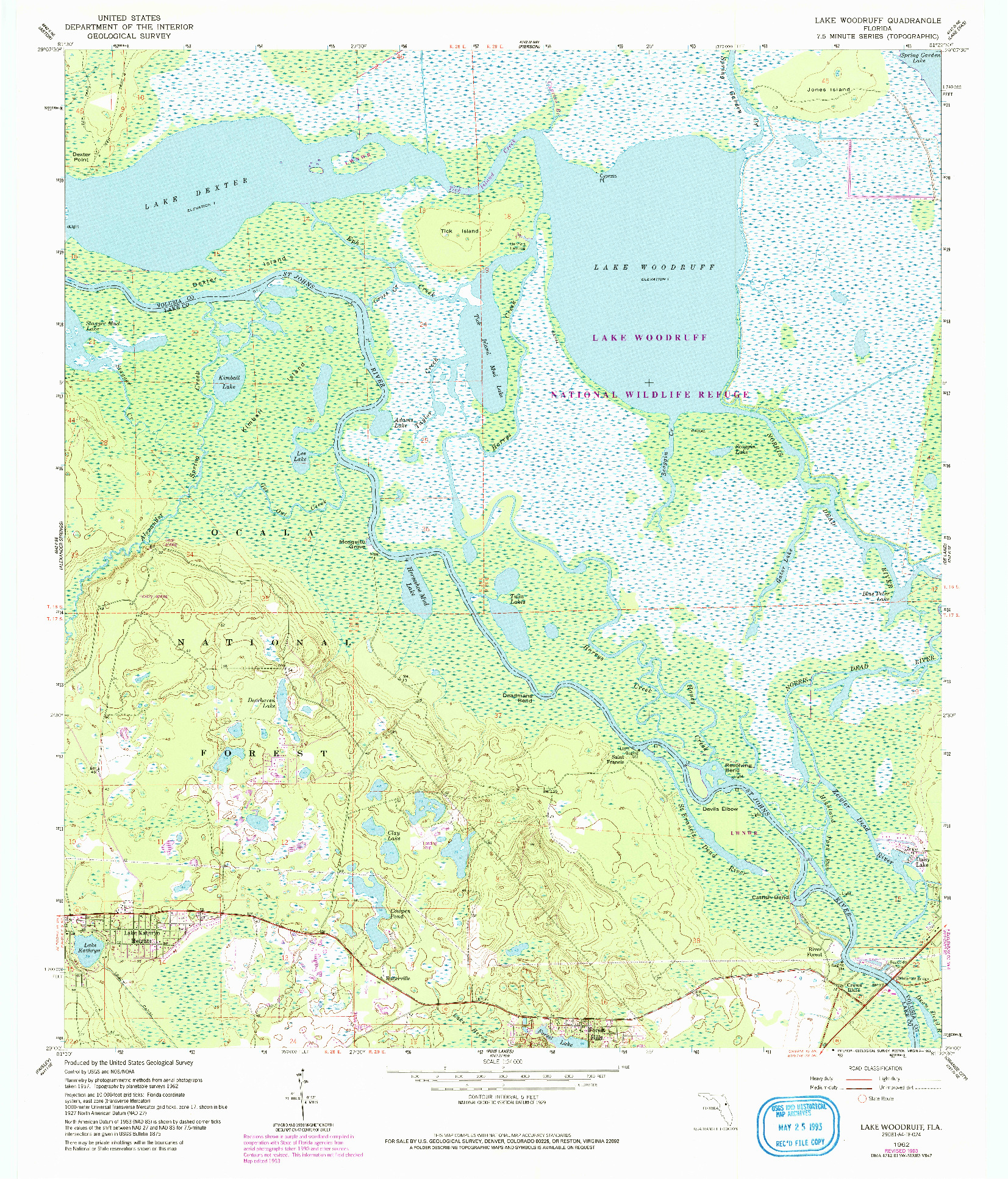 USGS 1:24000-SCALE QUADRANGLE FOR LAKE WOODRUFF, FL 1962