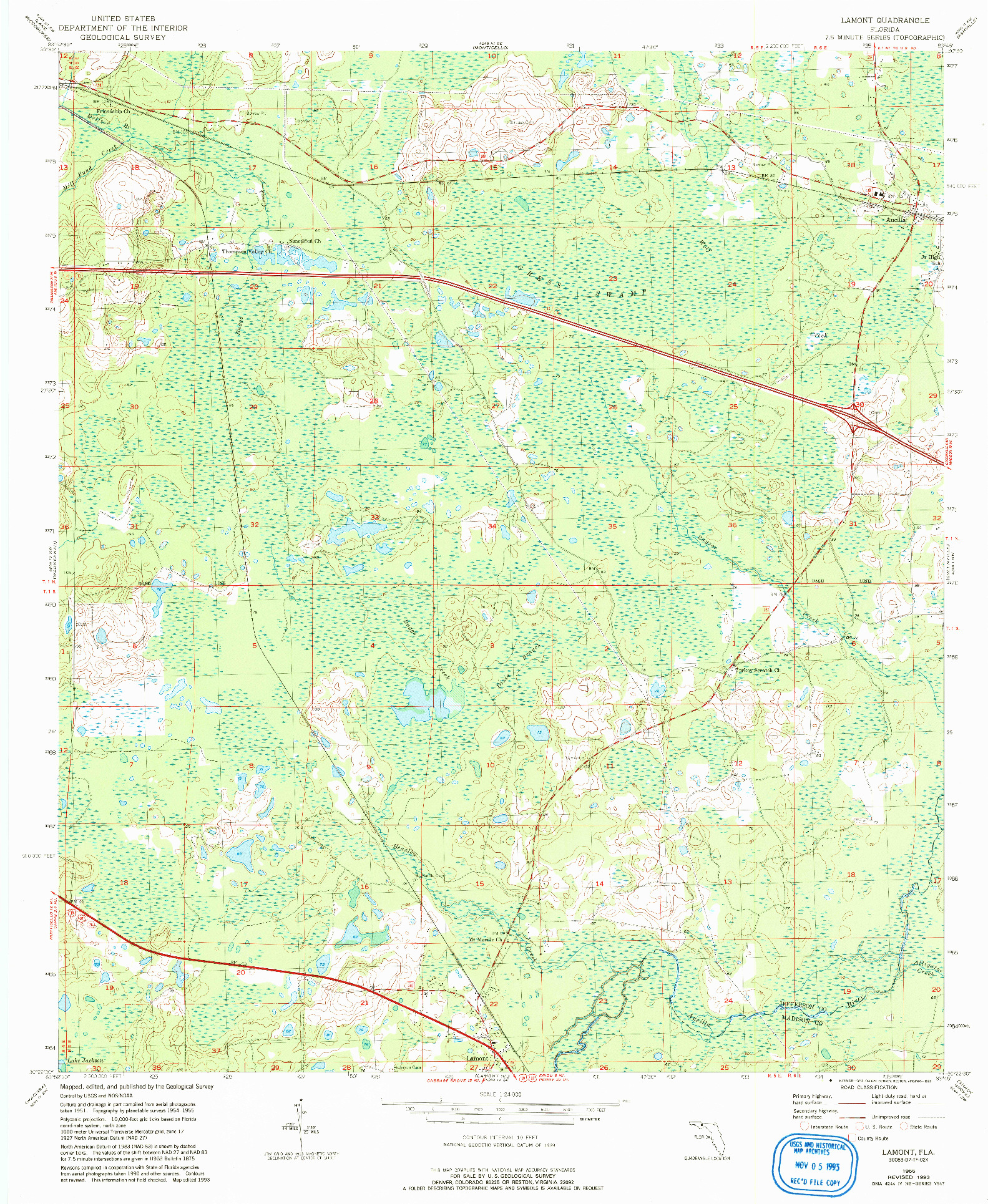 USGS 1:24000-SCALE QUADRANGLE FOR LAMONT, FL 1955