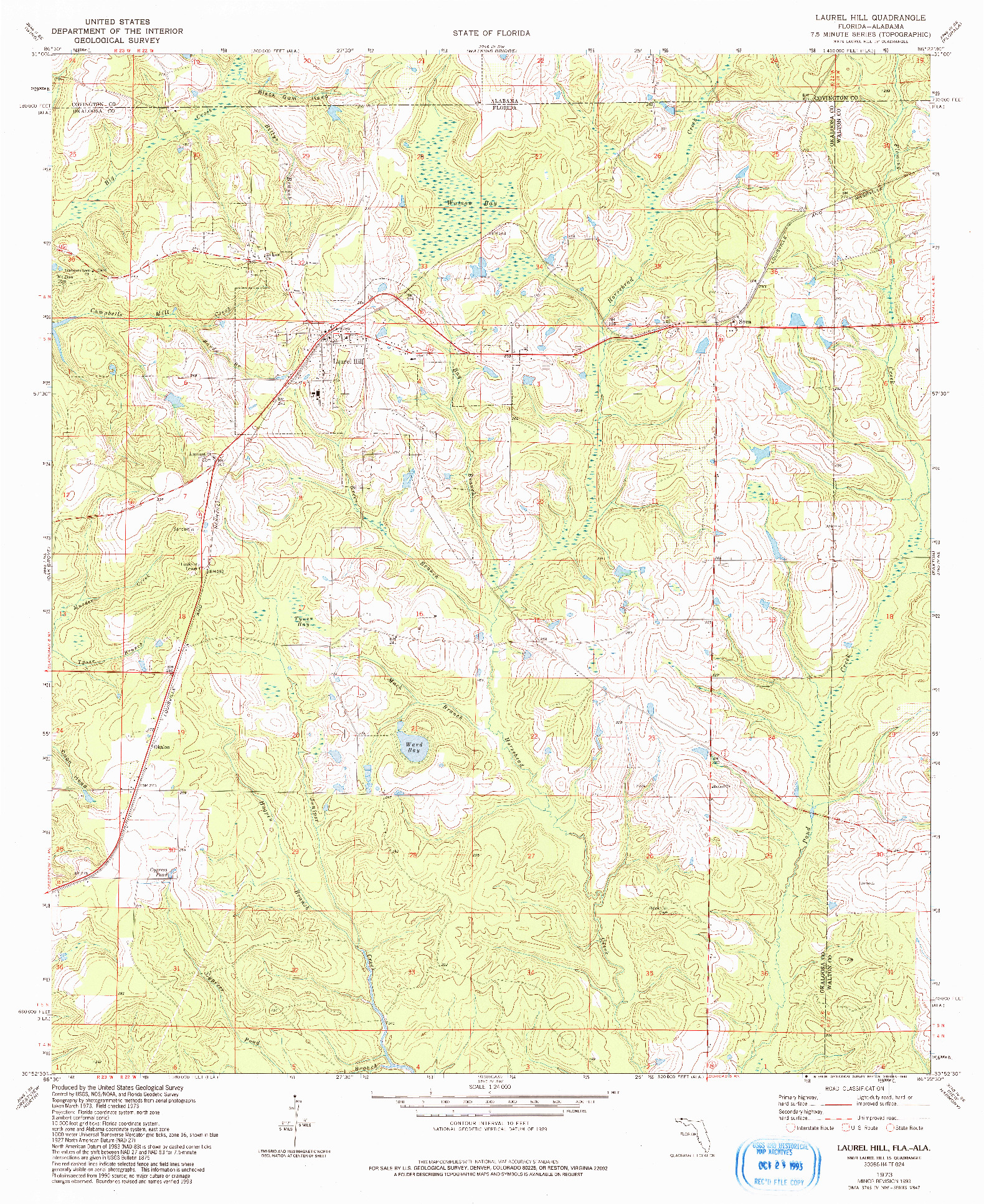 USGS 1:24000-SCALE QUADRANGLE FOR LAUREL HILL, FL 1973