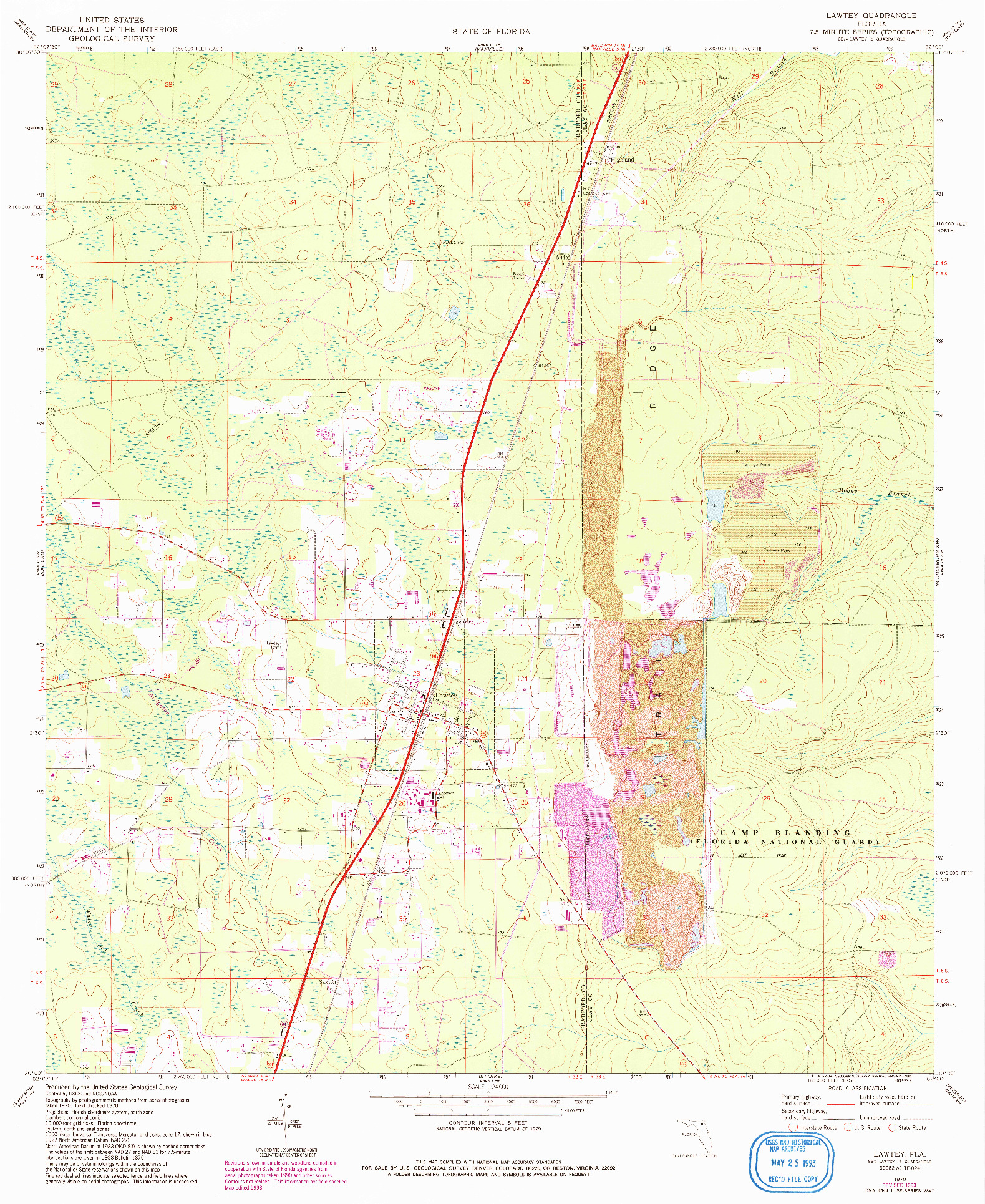 USGS 1:24000-SCALE QUADRANGLE FOR LAWTEY, FL 1970