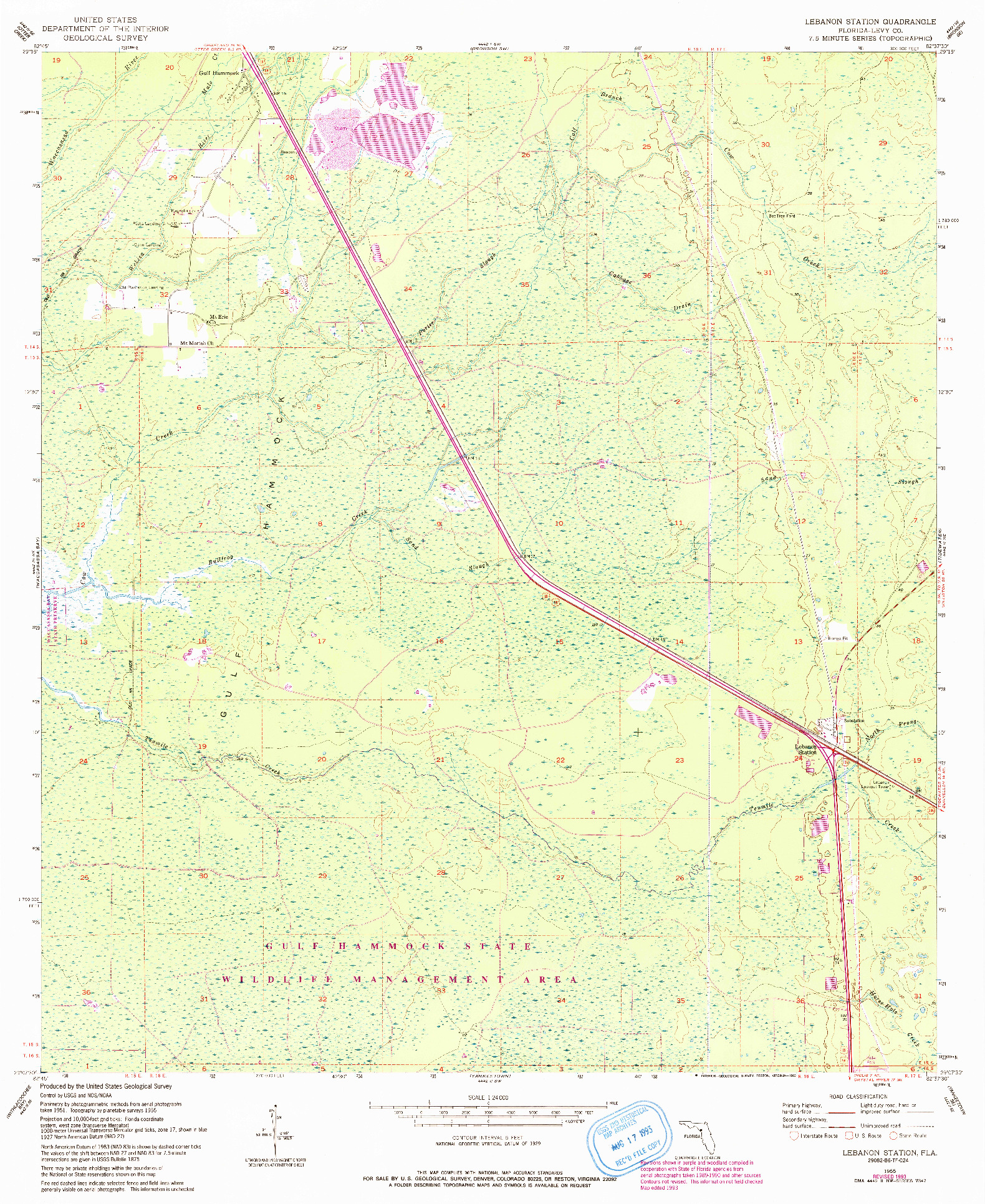 USGS 1:24000-SCALE QUADRANGLE FOR LEBANON STATION, FL 1955