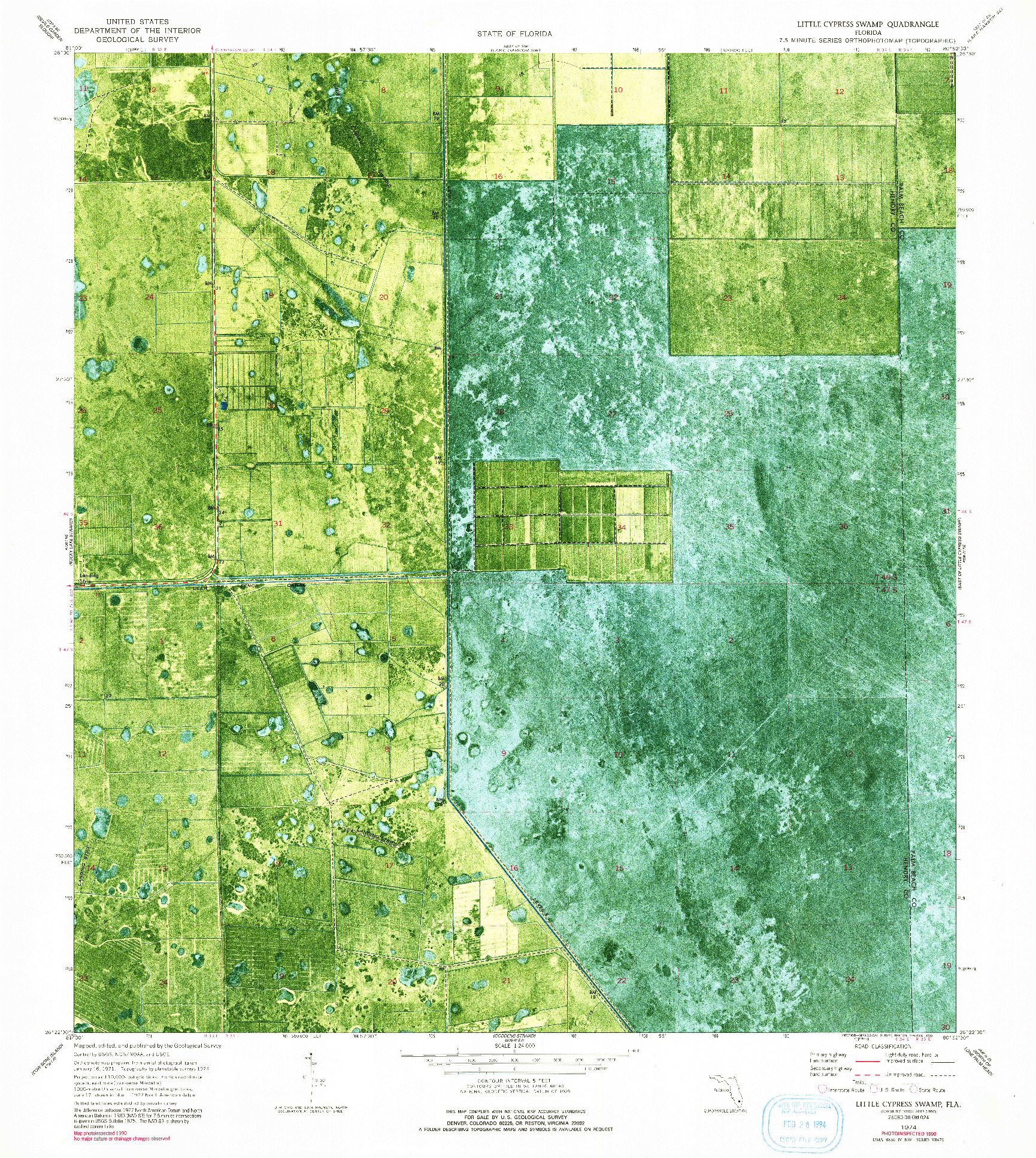 USGS 1:24000-SCALE QUADRANGLE FOR LITTLE CYPRESS SWAMP, FL 1974