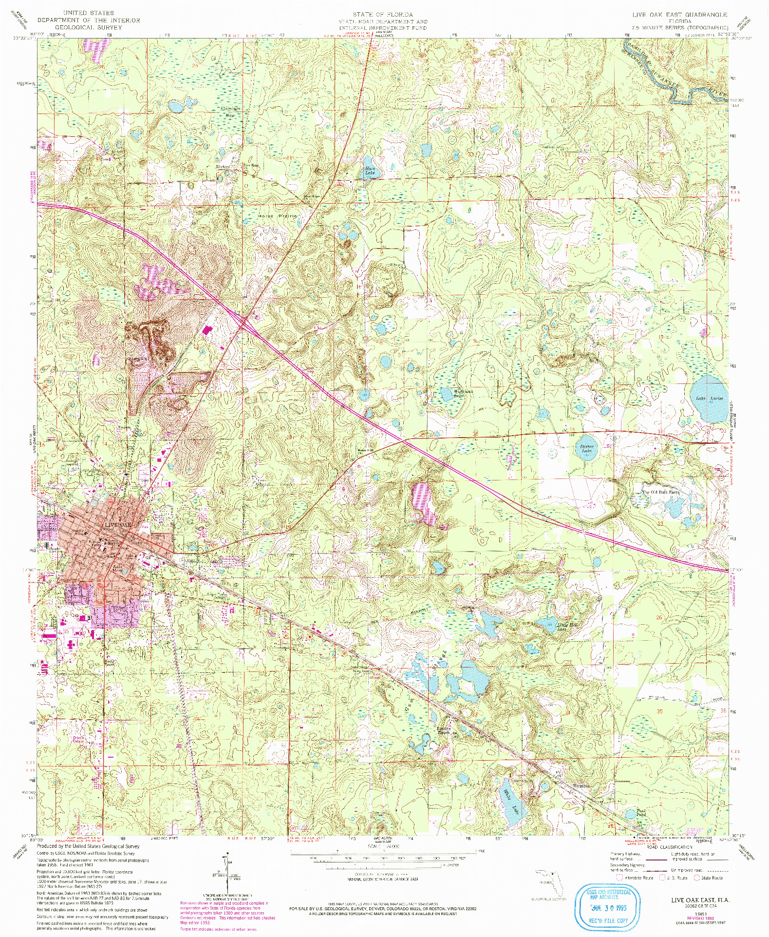 USGS 1:24000-SCALE QUADRANGLE FOR LIVE OAK EAST, FL 1961